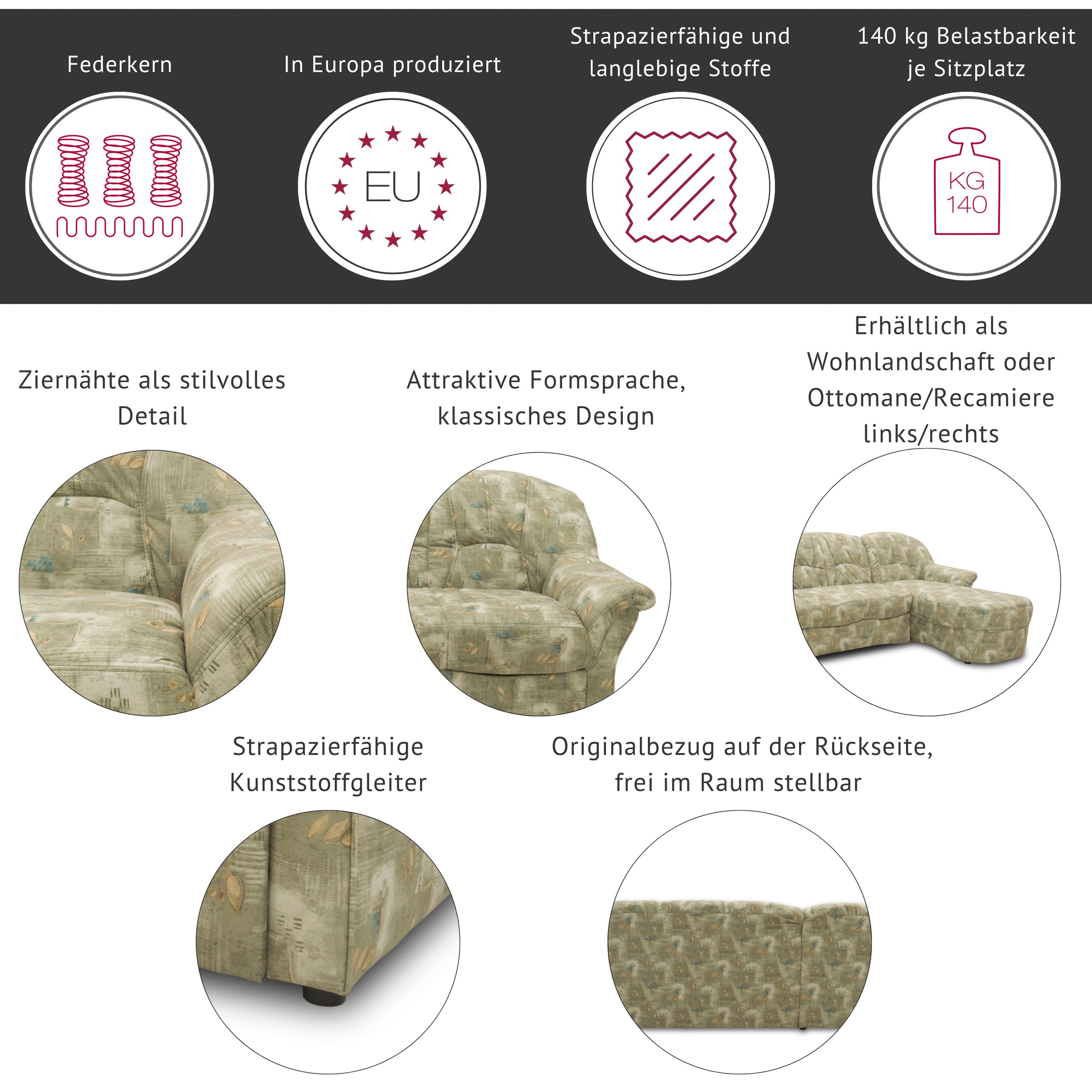Thumbnail - DOMO collection Ecksofa "Bahia L-Form, B/T: 256/200 cm, belastbar bis 140kg/Sitz, mit Federkern" Microfaser MELROSE, moc...