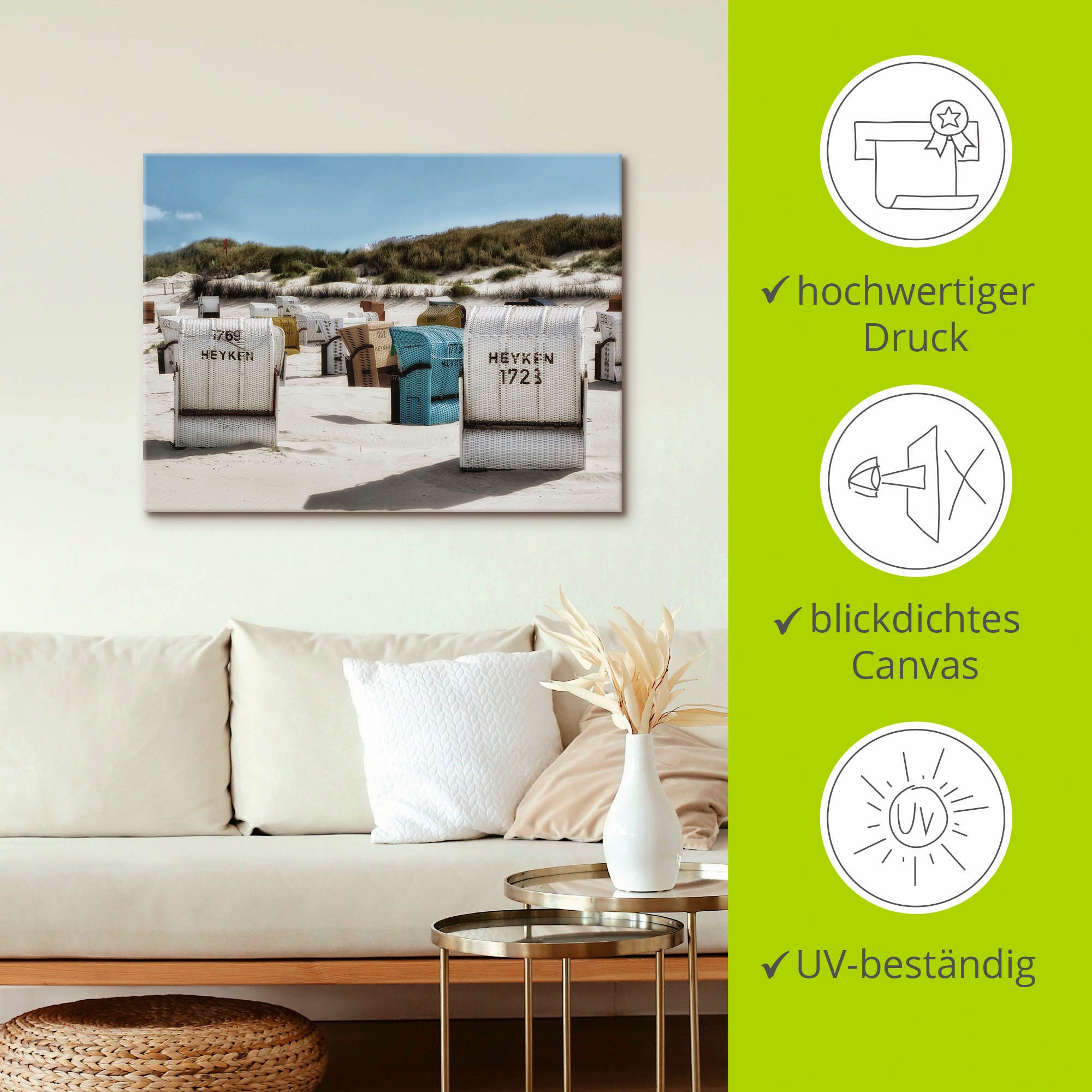 Artland Wandbild »Ein Tag am Meer«, Strand, (1 St.), als Leinwandbild, Poster, Wandaufkleber in verschied. Größen