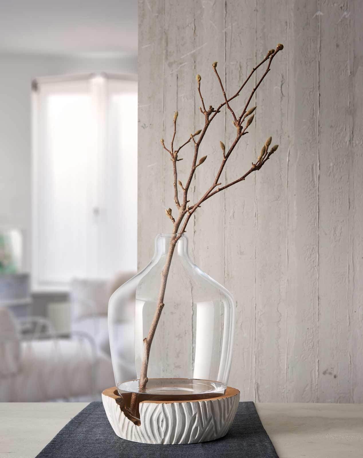 LEONARDO Dekovase »Vase mit Holz-Sockel Casolare ¿ 43 cm weiß«