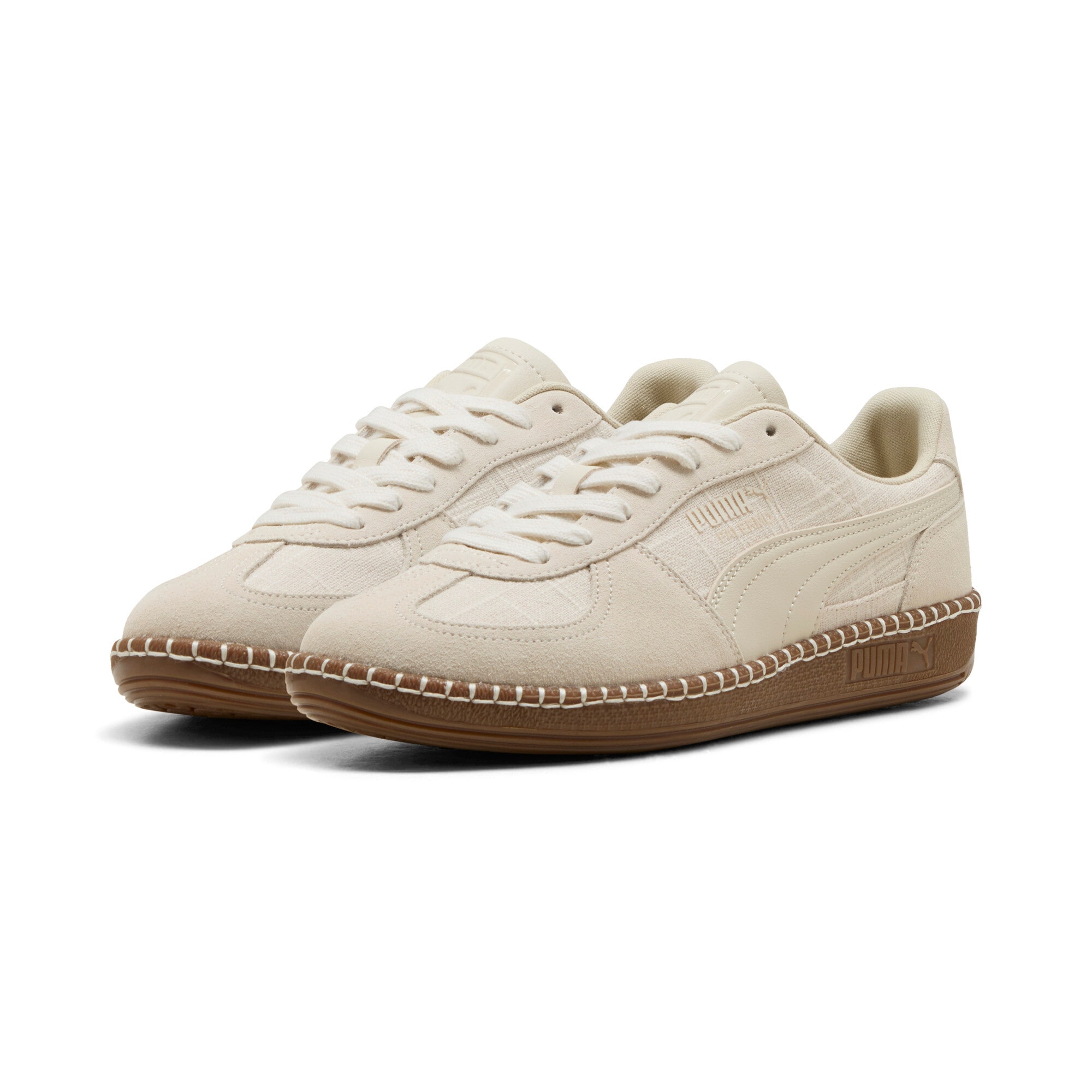 PUMA Sneaker "PALERMO STRAW" mit profiliertem Laufsohlenprofil, mit Gummilaufsohle, mit Schnürung
