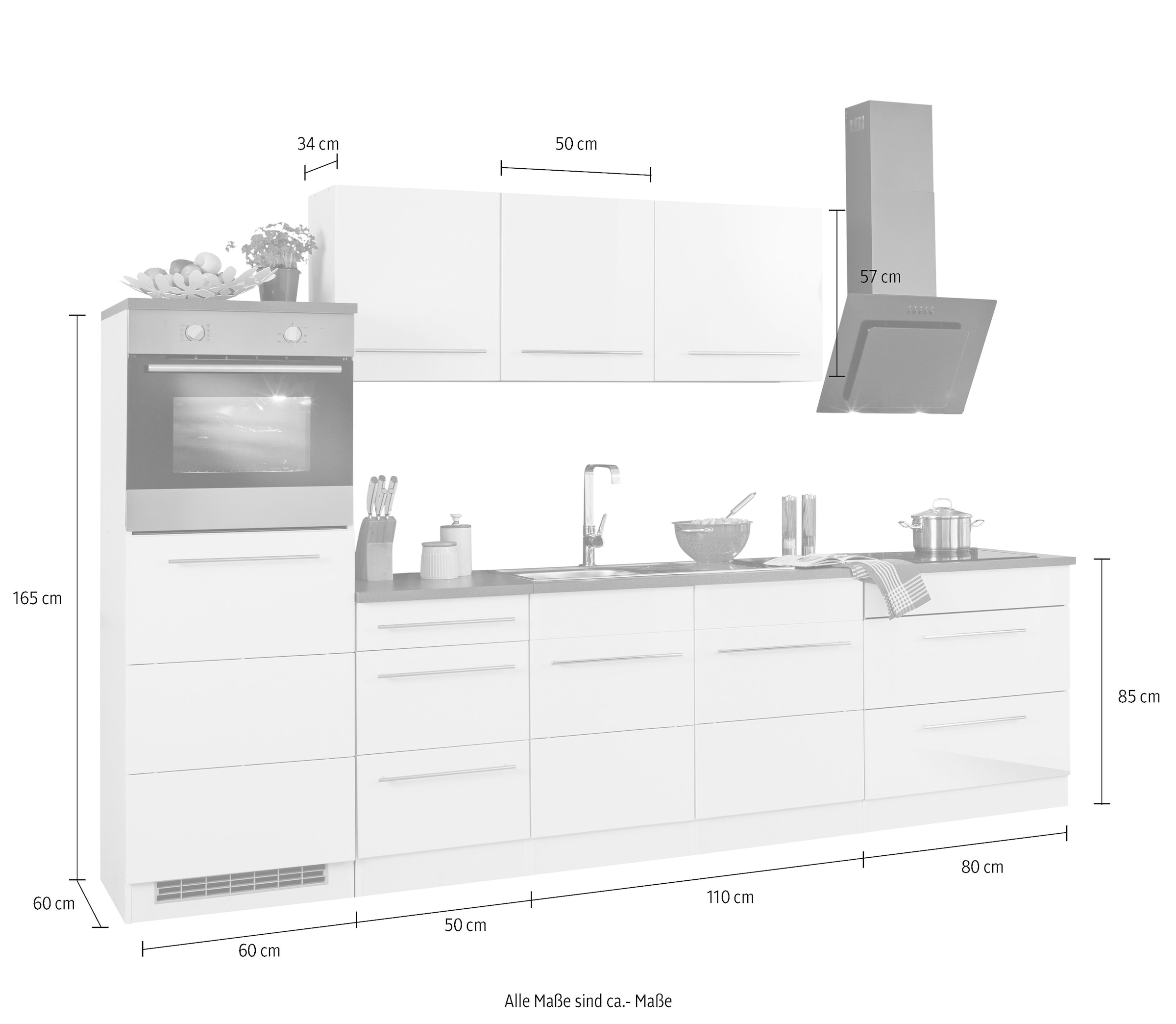 HELD MÖBEL Küchenzeile »Trient«, ohne E-Geräte, Breite 300 cm