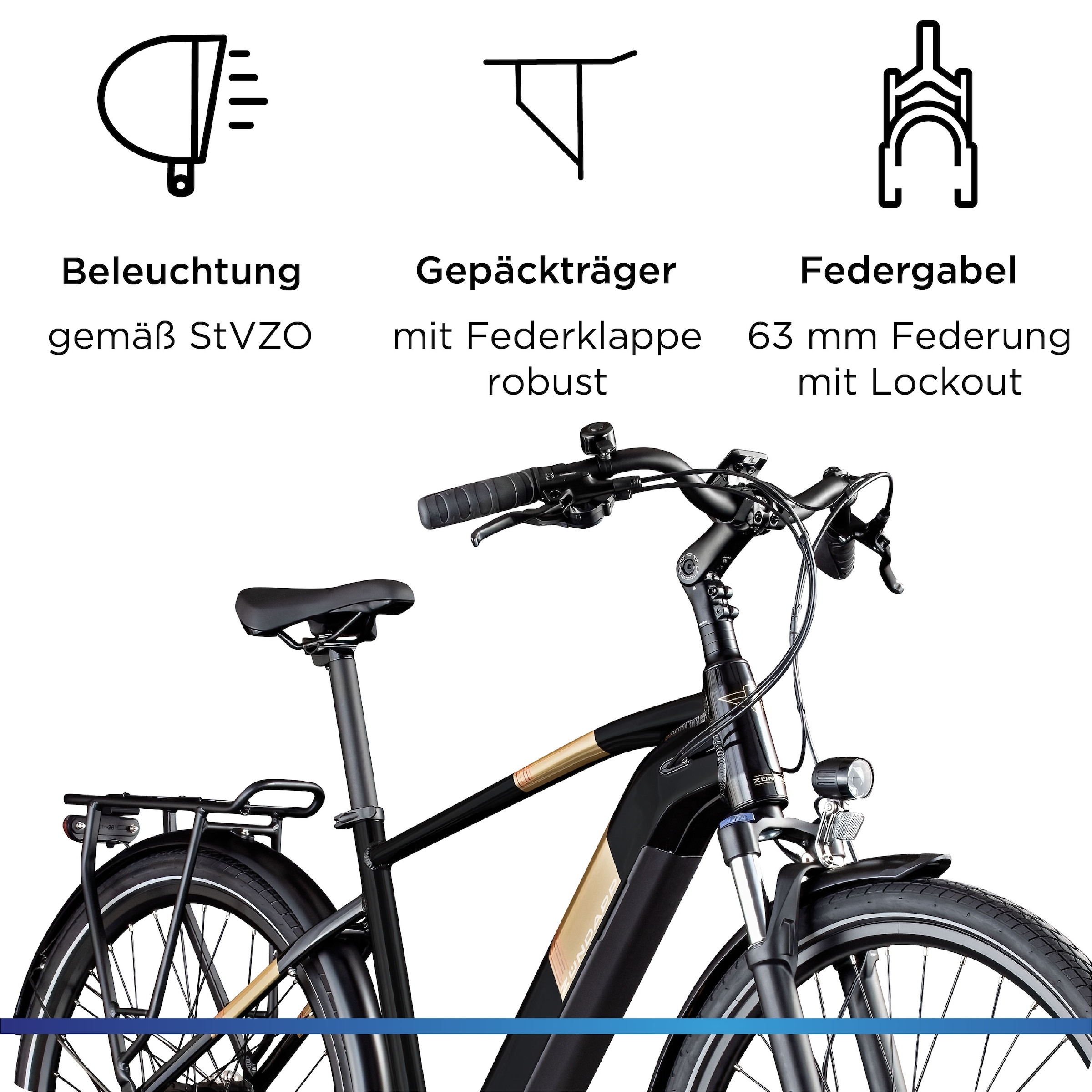 Zündapp »Z810« 8 Gang Shimano Altus RD-M310 Schaltwerk Kettenschaltung Heckmotor 250 W Pedelec, Elektrofahrrad für Damen und Herren