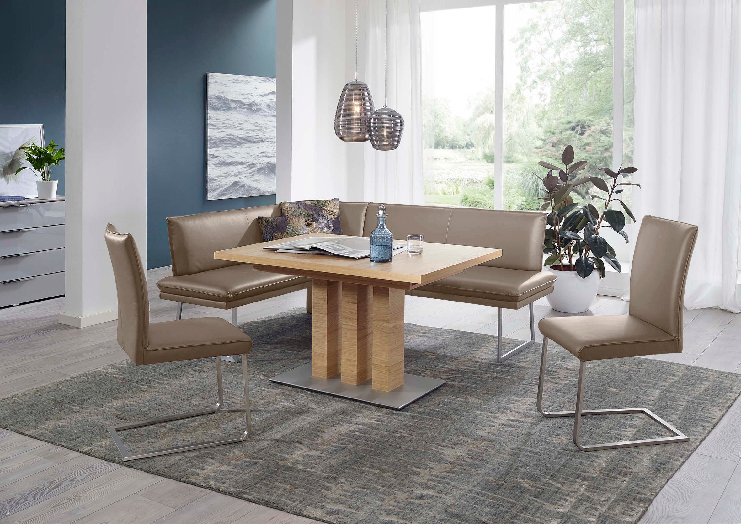 K+W Komfort & Wohnen Essgruppe "Santos III" 4 Stk. tlg. gepolsterte Eckbank günstig online kaufen