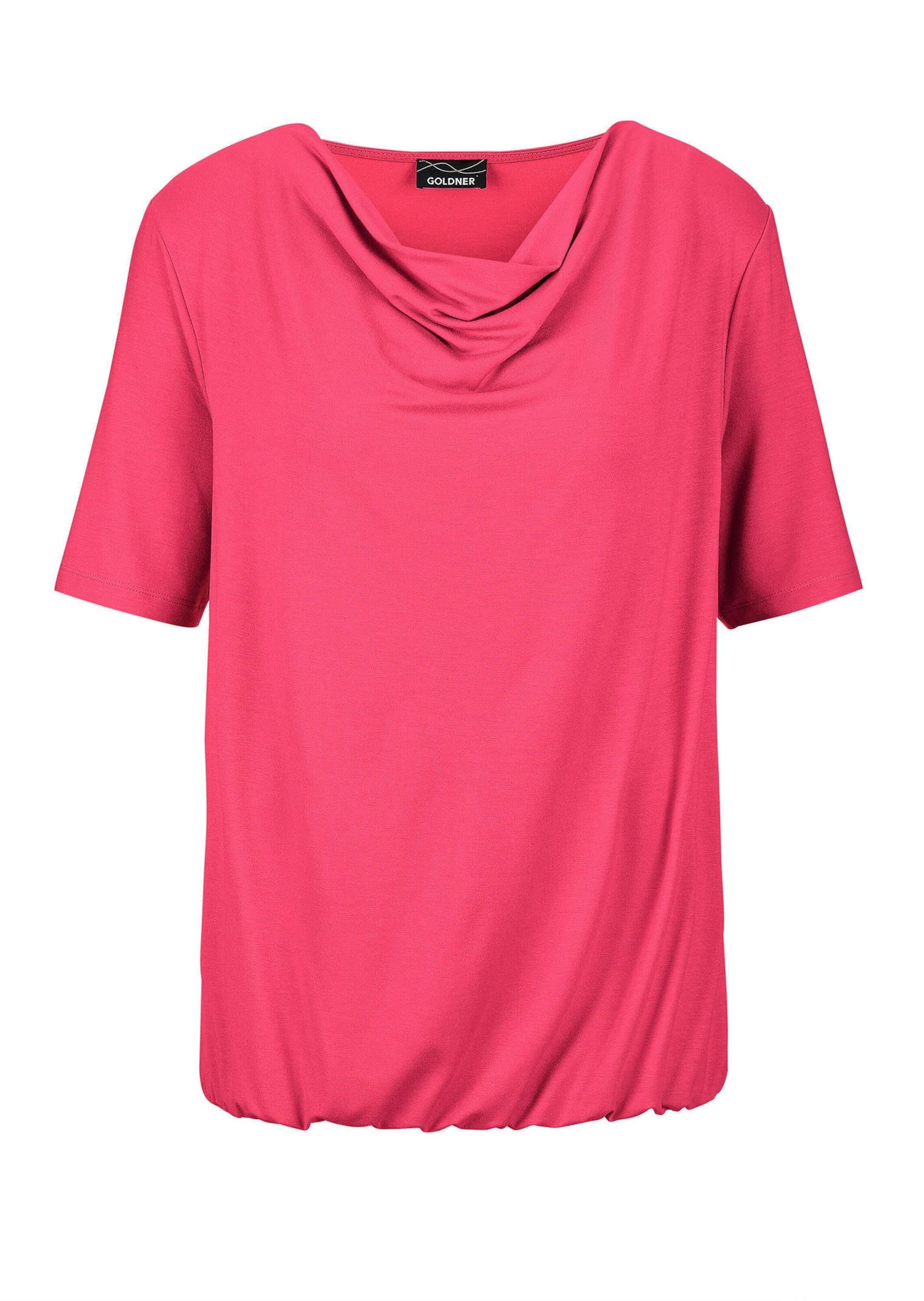 GOLDNER Kurzarmshirt "Kurzgröße Blusenshirt mit Wasserfallausschnitt" Sonstige
