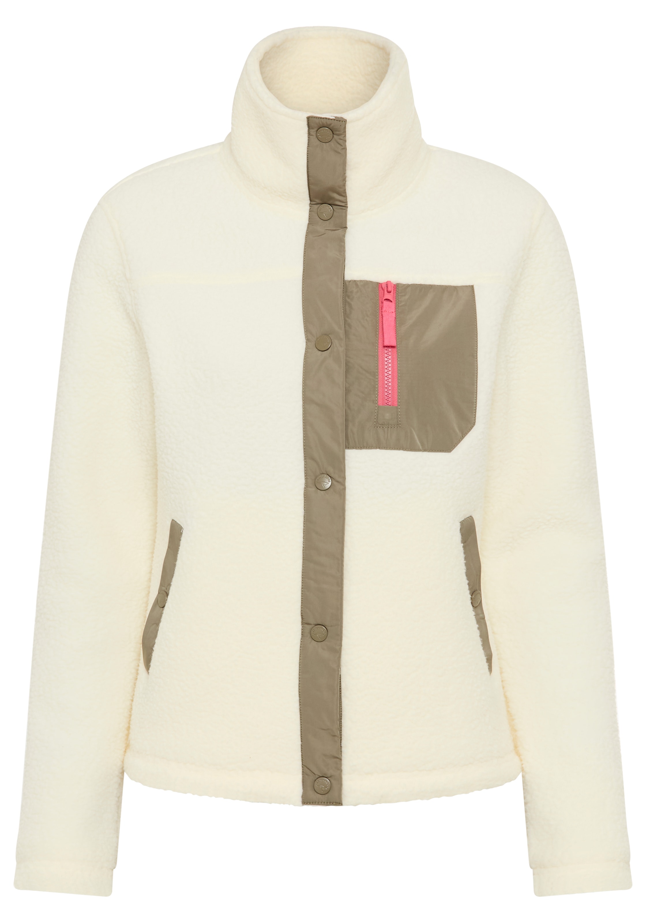 KangaROOS Fleecejacke, Sherpa Fleece, Teddy Fell Imitat mit Druckknöpfen