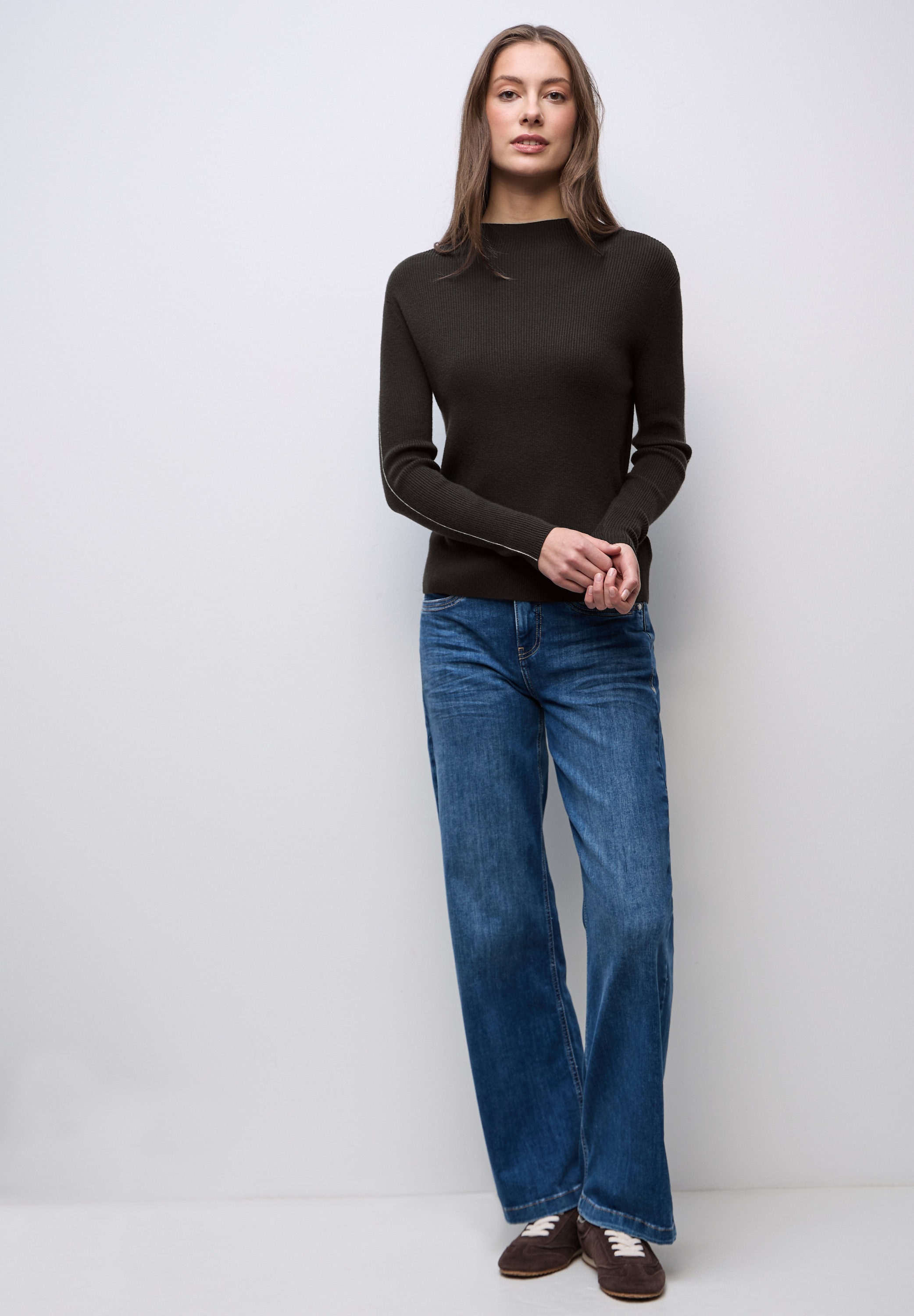 Thumbnail - STREET ONE Rollkragenpullover mit Tape Detail am Ärmel