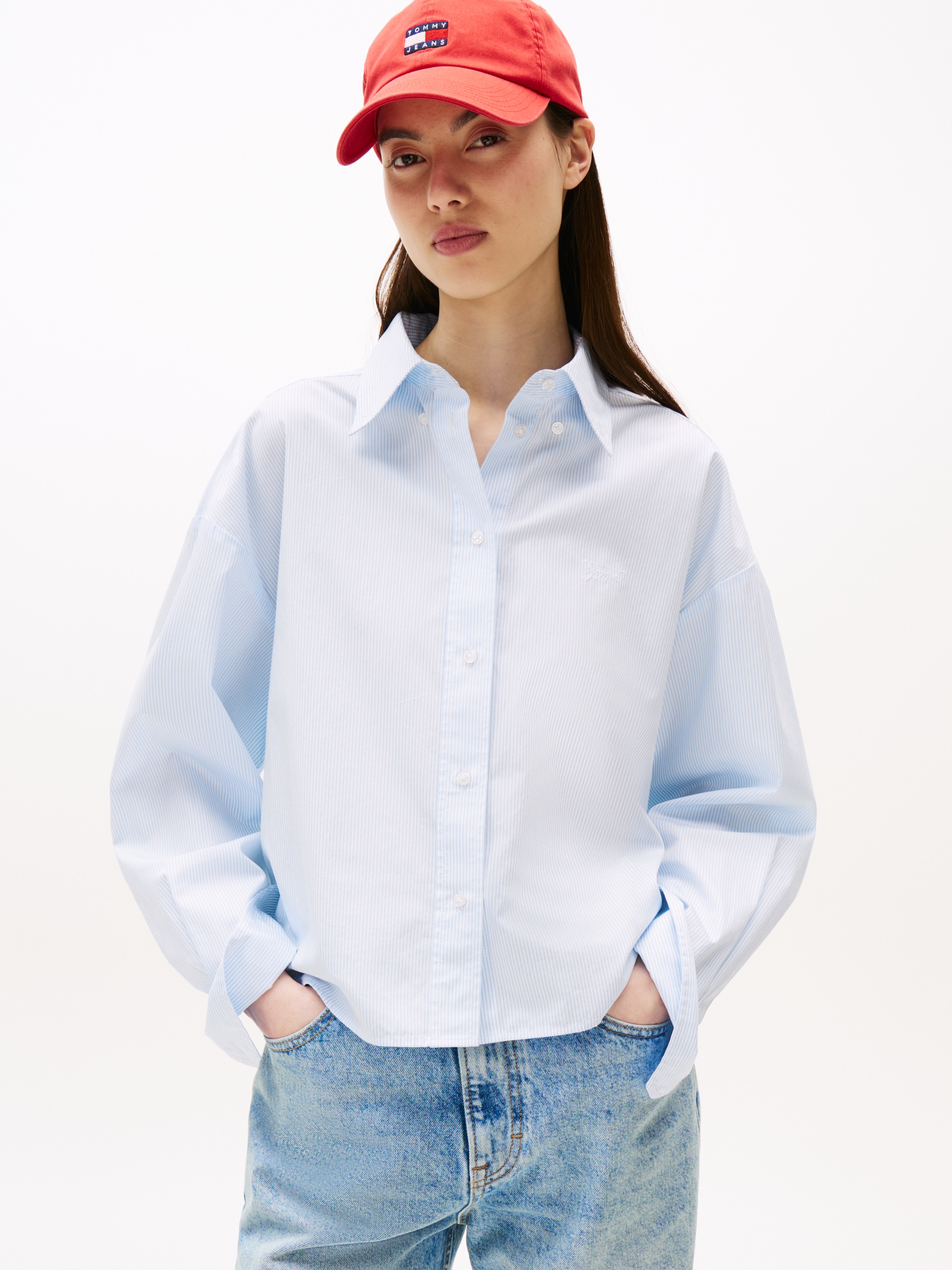 Tommy Jeans Hemdbluse "TJW REG CROP STRIPE POPLIN SHIRT" günstig online kaufen