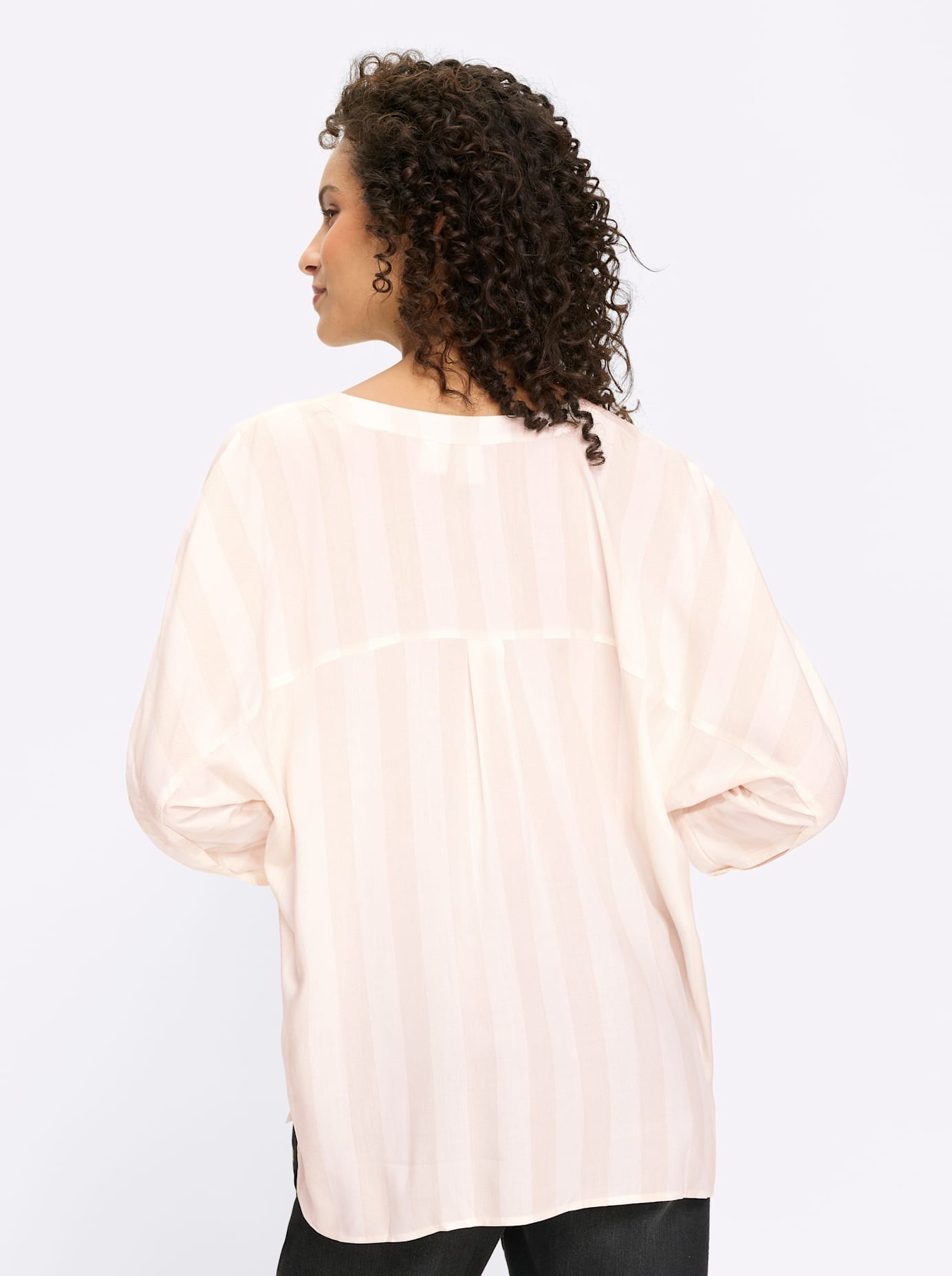 HEINE Printed Blouse Women Ecru Sand Striped Size 38 2