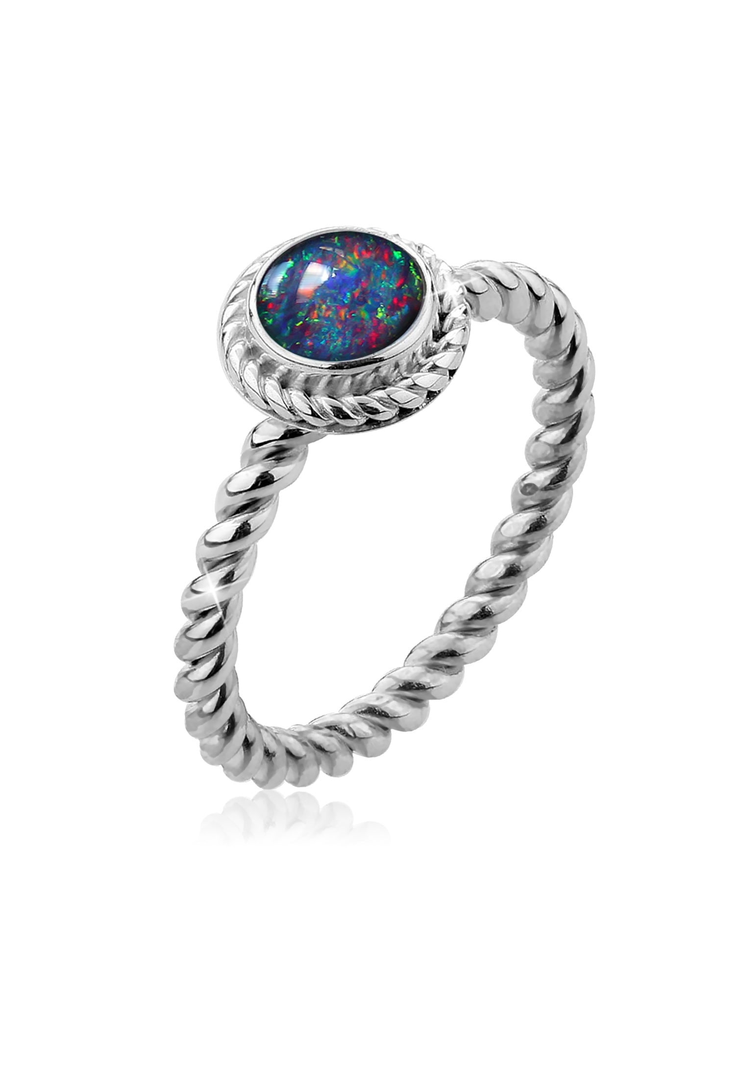 Fingerring »Opal-Triplette Geburtsstein Oktober 925 Silber«