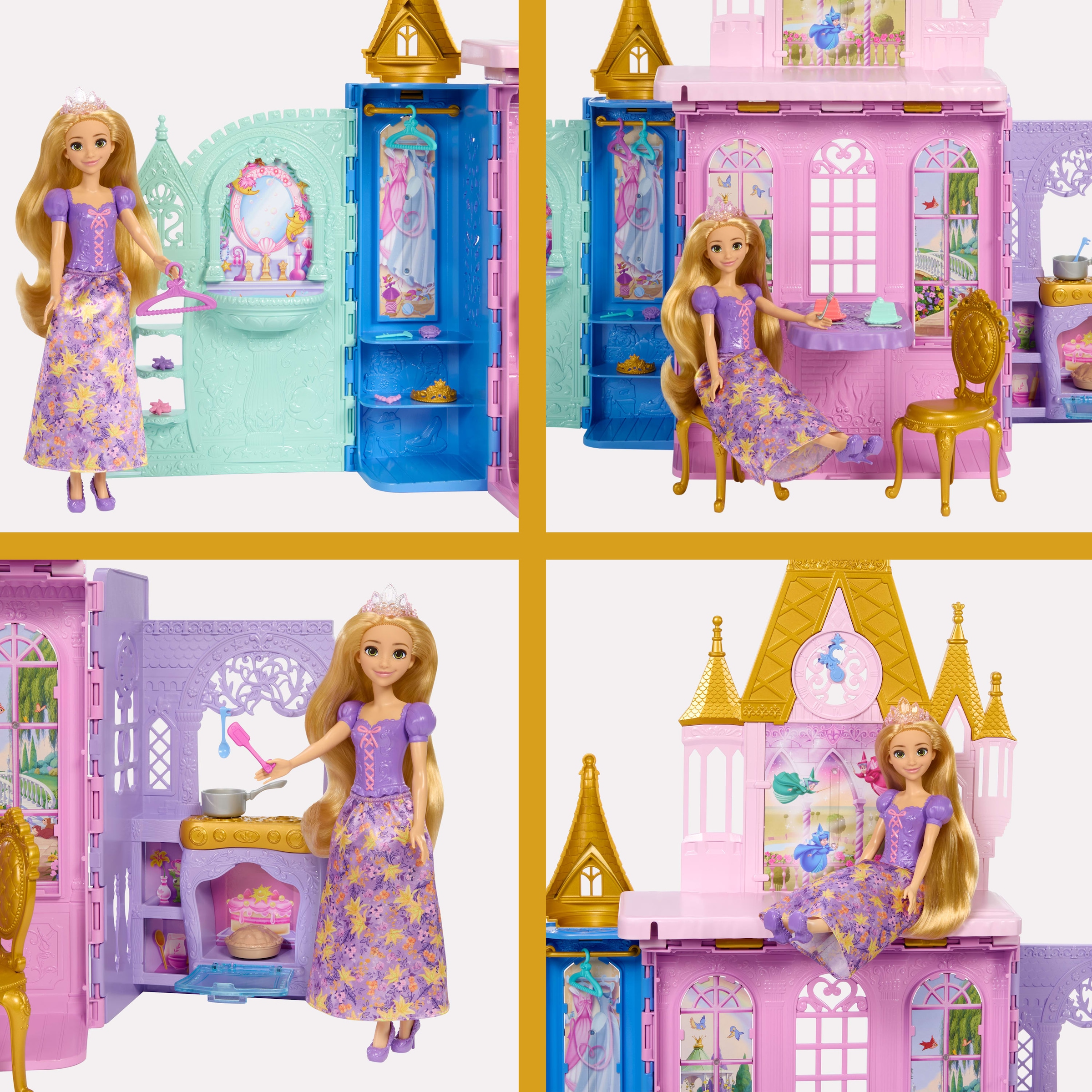 Mattel® Spielwelt »Disney Prinzessin Faltbares Schloss-Spielset mit Rapunzel-Puppe«