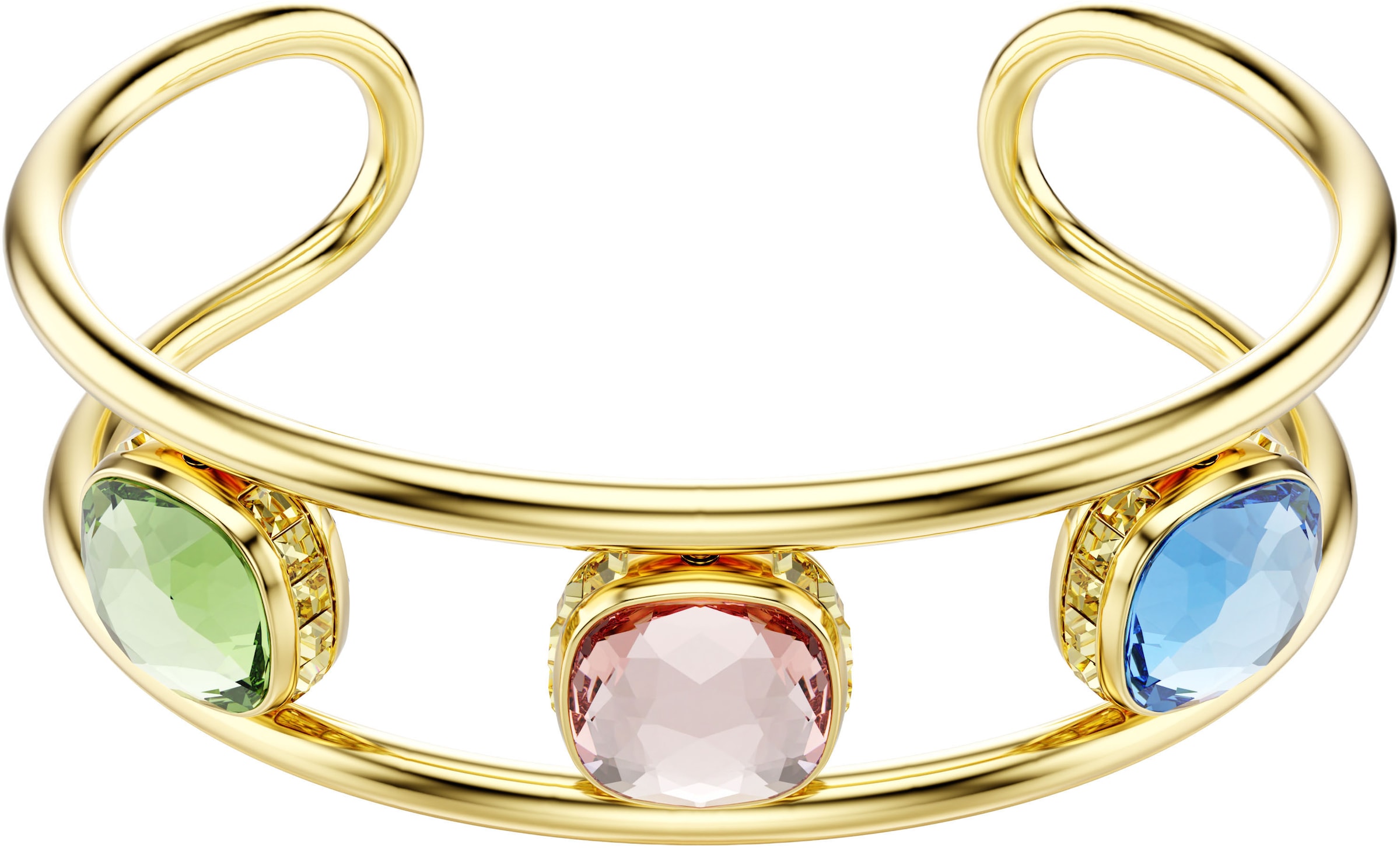 Armspange SWAROVSKI "Schmuck Geschenk Chroma Armreif" Gr. M, gold (gelbgoldfarben, grün, pink, blau, grün, pink, blau), Armbänder, Damen, M, Metall, Armspange, mit Swarovski Kristall 2