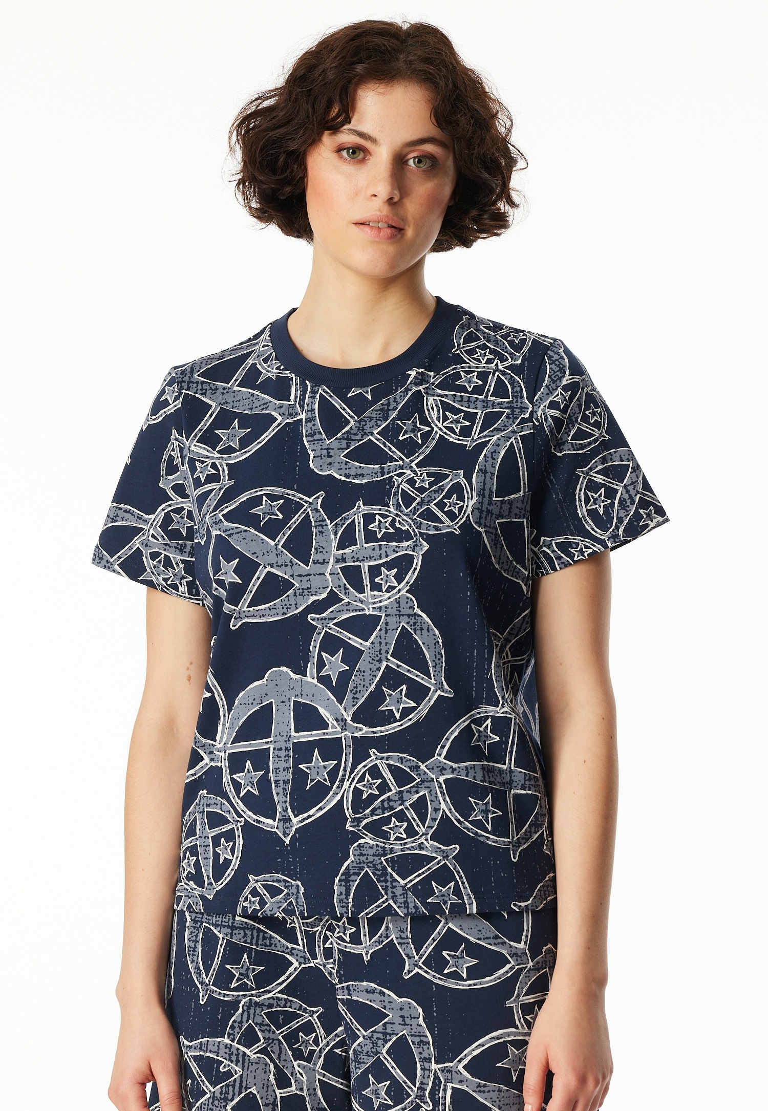 Schiesser T-Shirt "SCHIESSER 150 YEARS", Allover-Druck, Baumwolle, Loose Fi günstig online kaufen