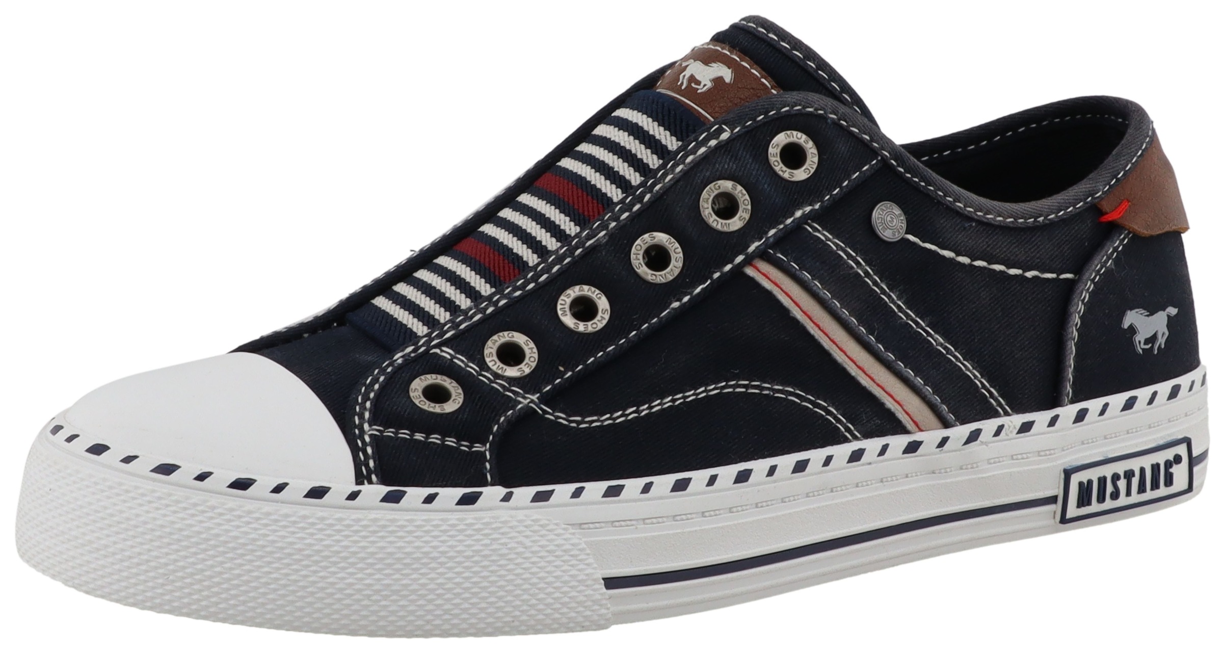 Mustang Shoes Slip-On Sneaker »Magdalena«  Freizeitschuh, Slipper, Schlupfschuh mit Kontrastbesätzen