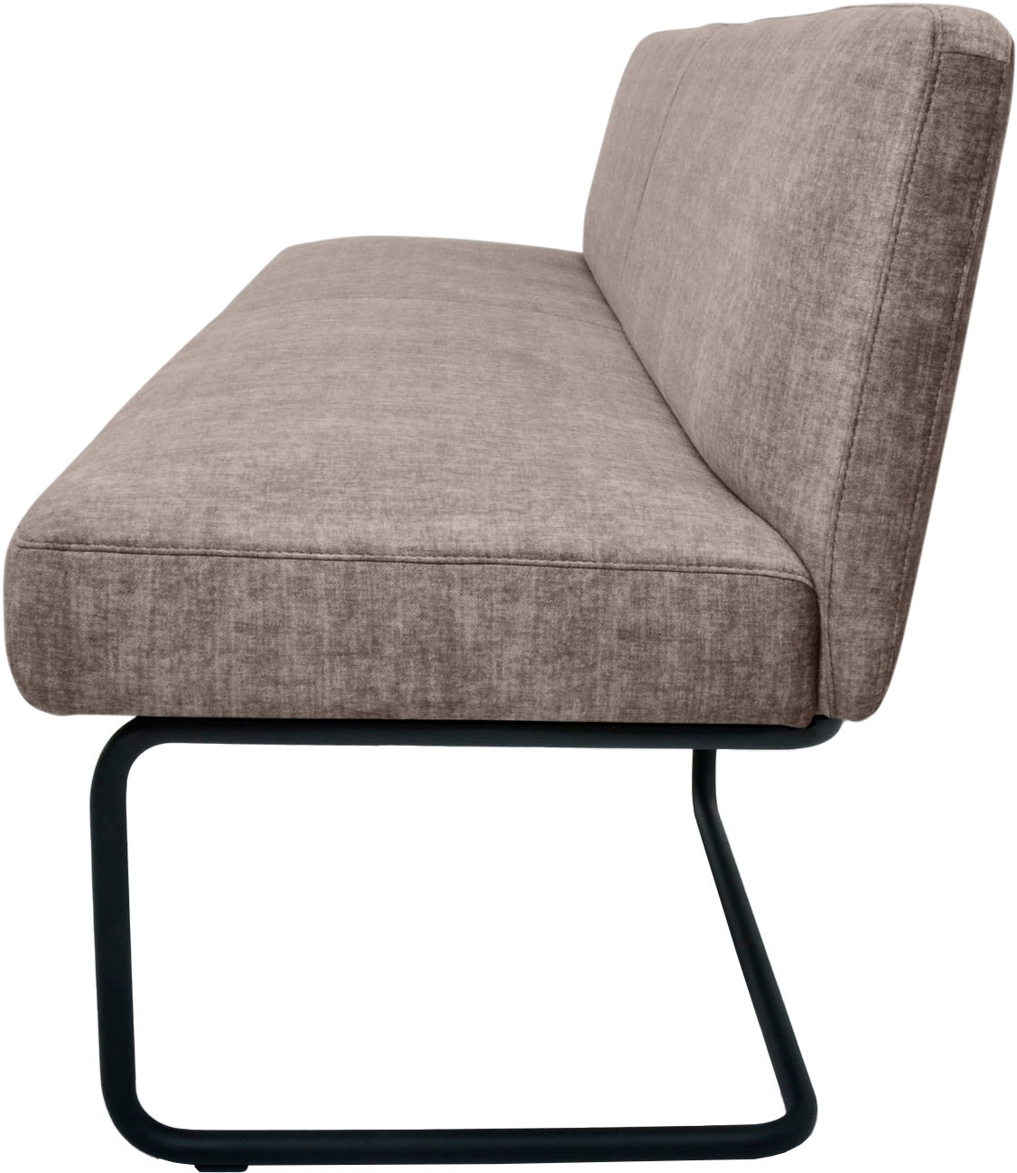 Polsterbank K+W KOMFORT & WOHNEN, braun (lightbraun 75), B:202cm H:82cm T:67cm, Sitzbänke, Polsterbank, in abgerundeter Form, Rundrohrkufe lang gebogen, in Leder oder Stoff 3