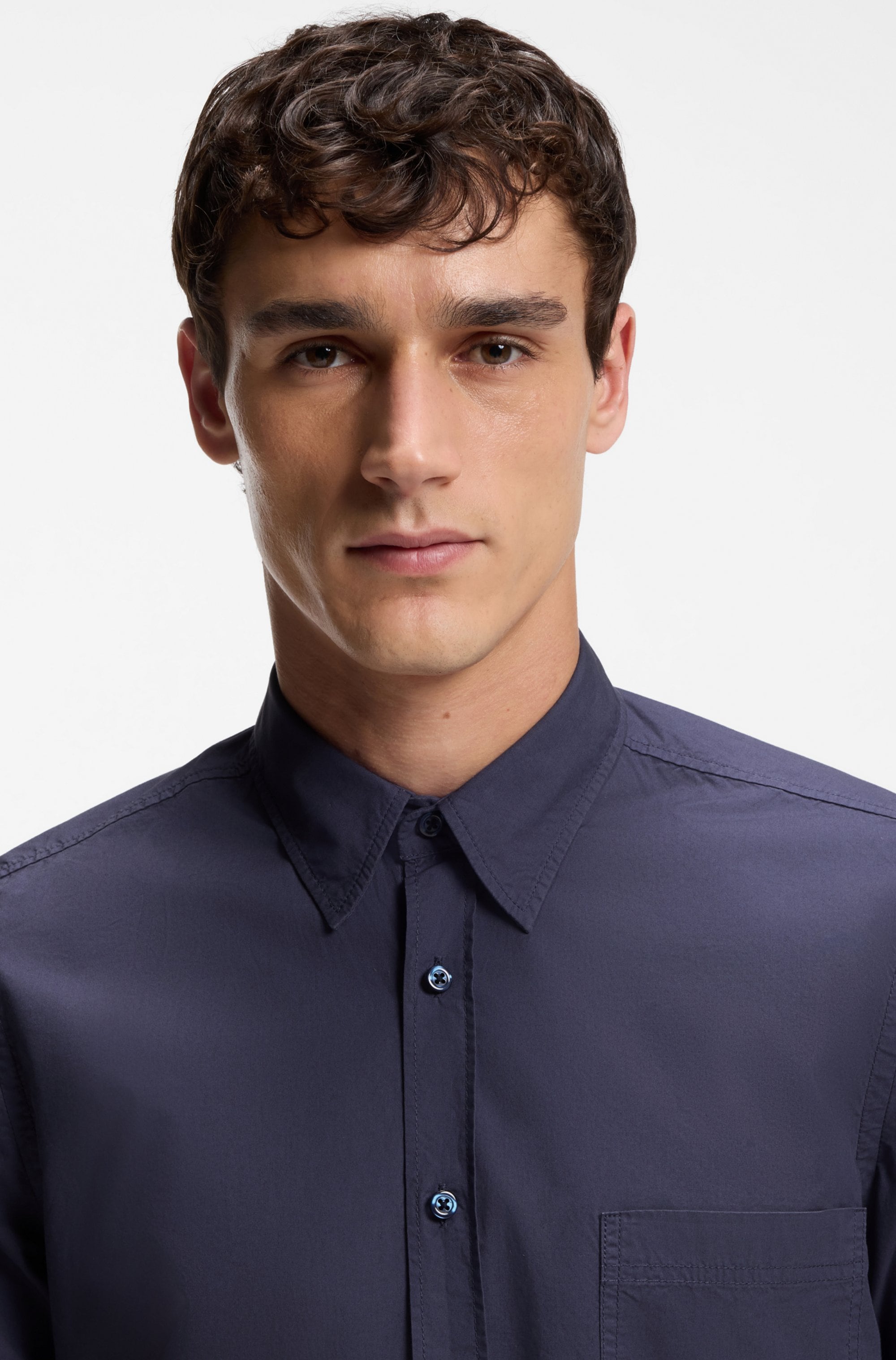 BOSS ORANGE Kurzarmhemd Regular Fit, Kentkragen, Kurzarm