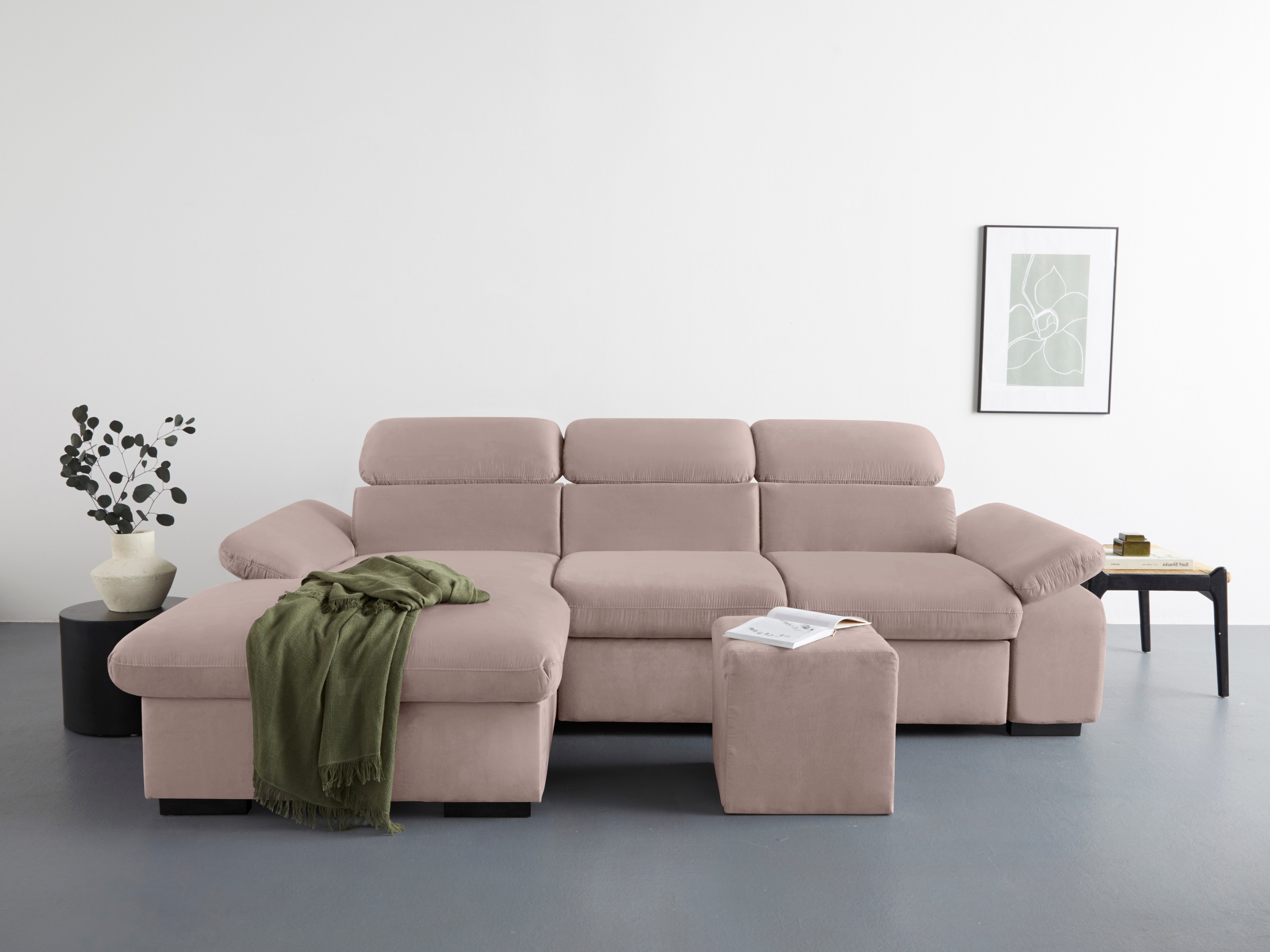 COTTA Ecksofa "Lola L-Form", (Set, mit Hocker), mit Hocker & Kopfteilfunkti günstig online kaufen