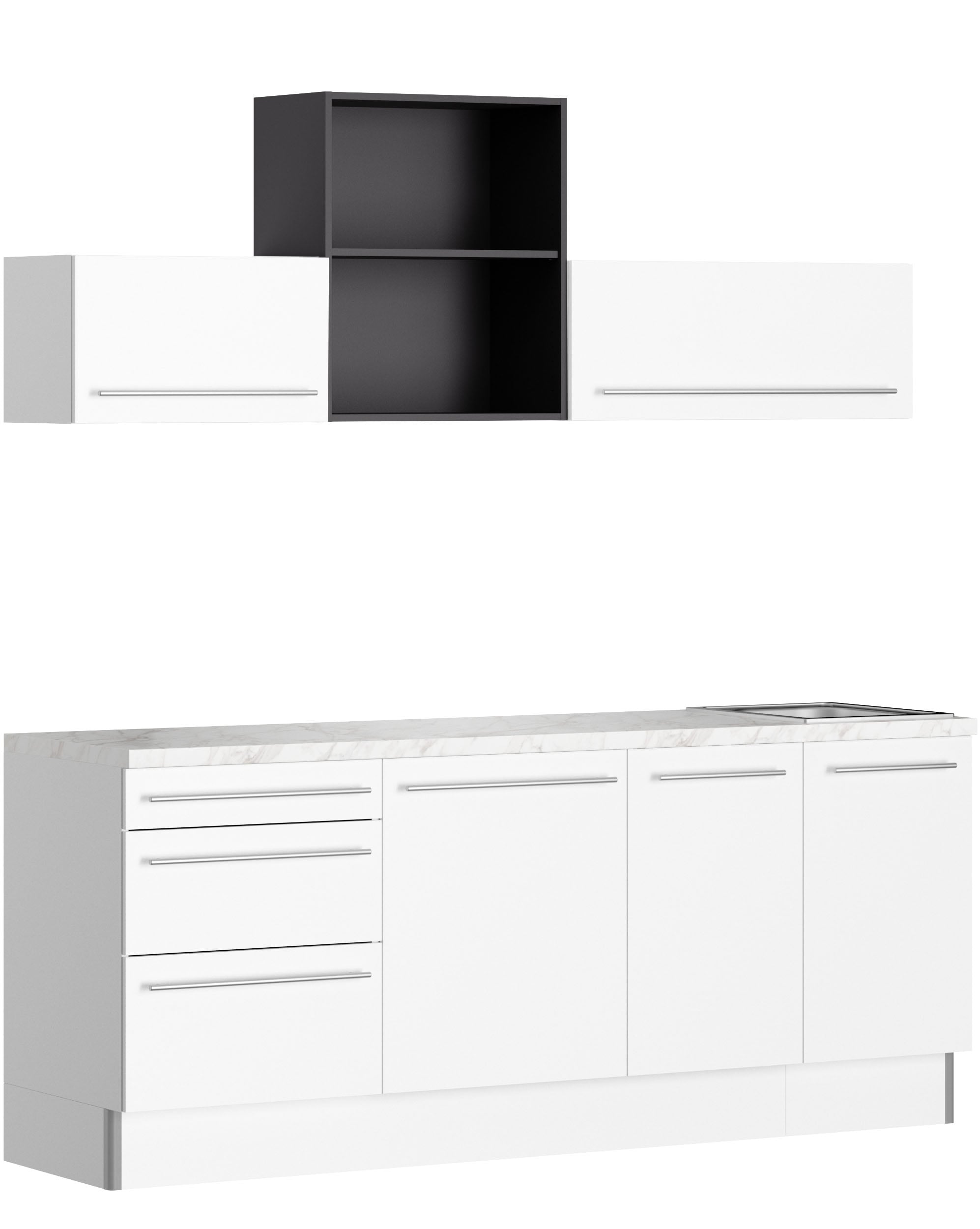 KOCHSTATION Küche "KS-Bern2", Breite 210 cm, wahlweise mit E-Geräten, mit R günstig online kaufen