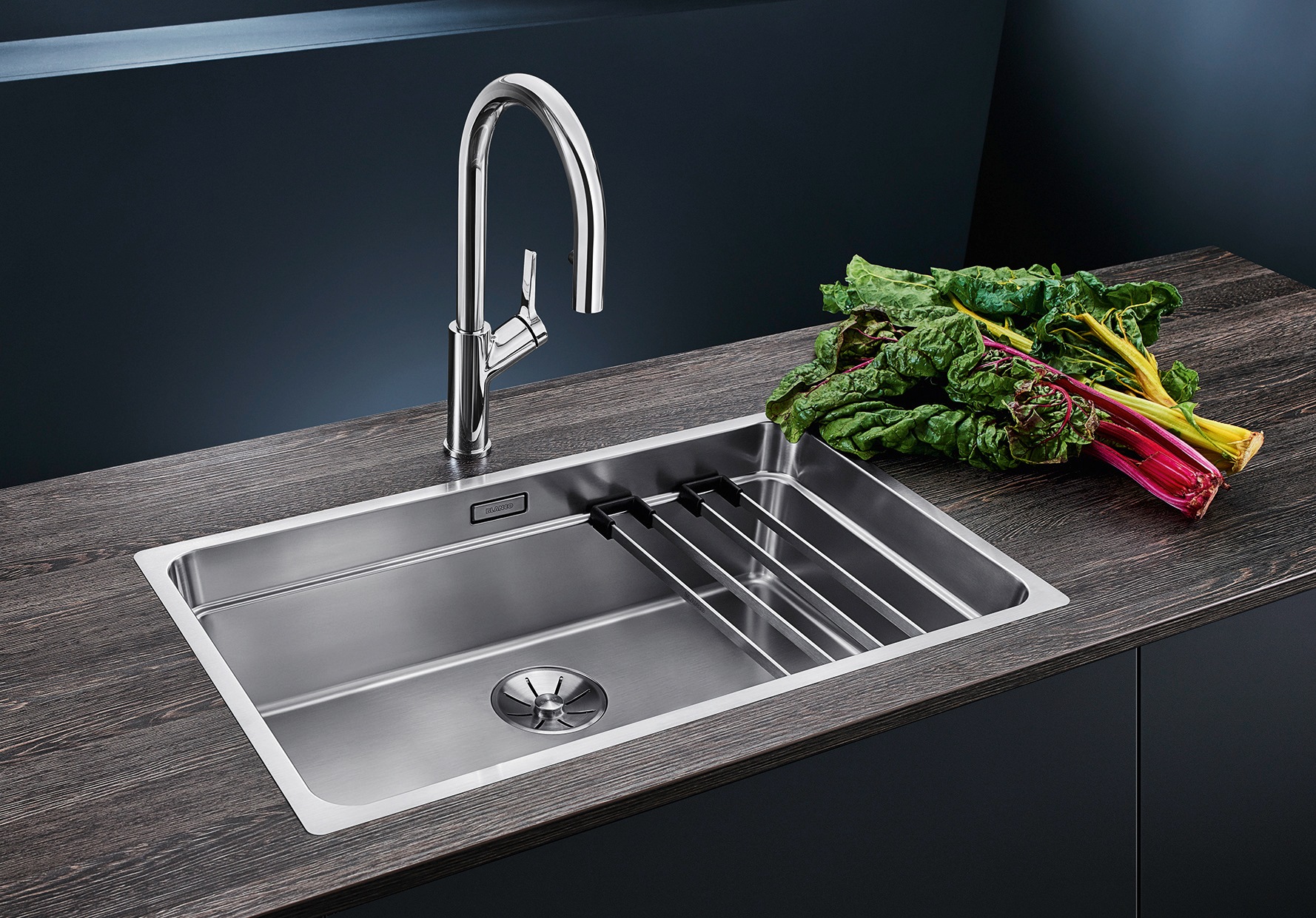 Blanco Edelstahlspüle "ETAGON 700-IF" 1 Stk. tlg. zum wechselseitigen Einbau geeignet, inklusive 2 ETAGON-Schienen
