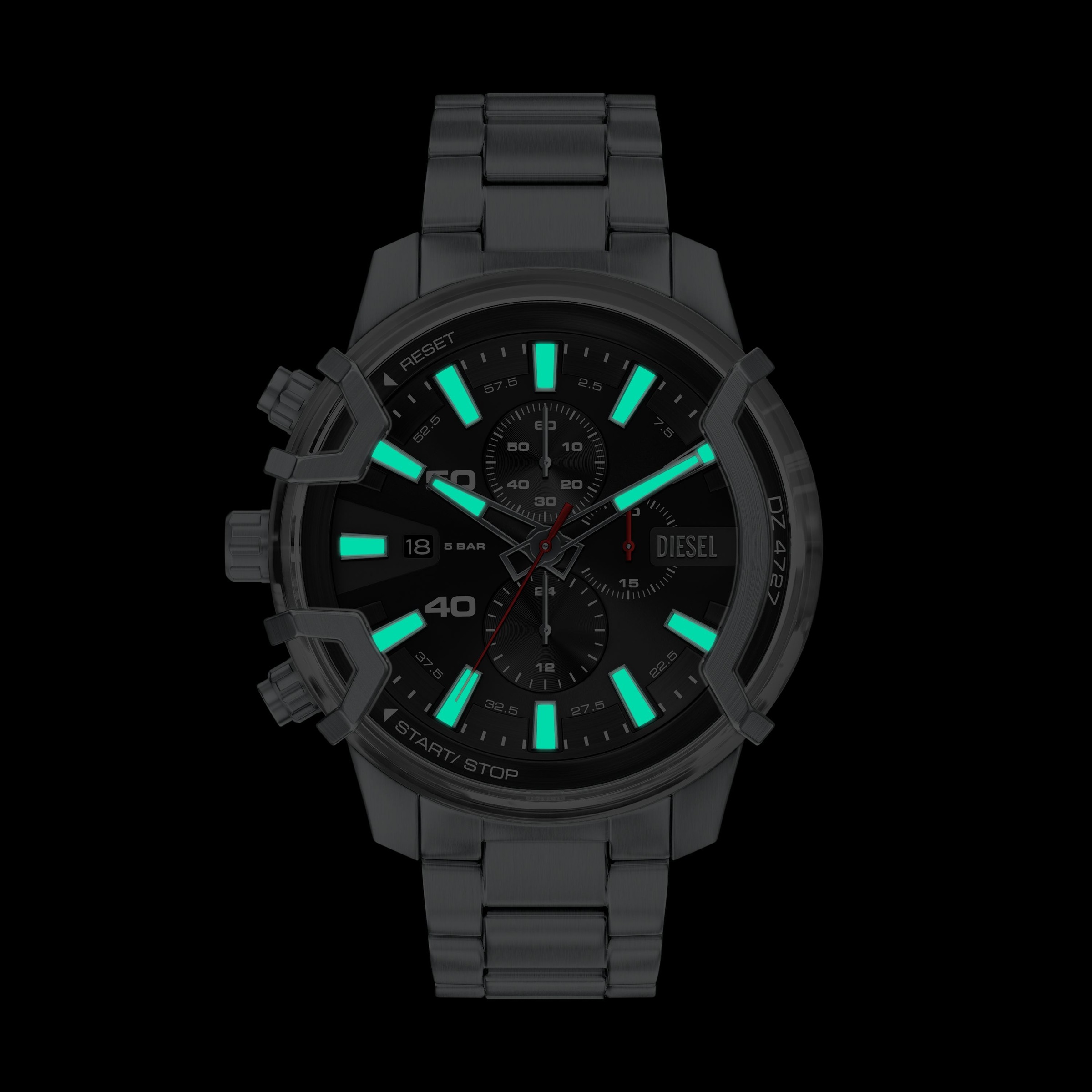 Diesel Chronograph »Griffed« Quarzuhr, Armbanduhr, Edelstahlarmband, analog, Tag, Stoppfunktion