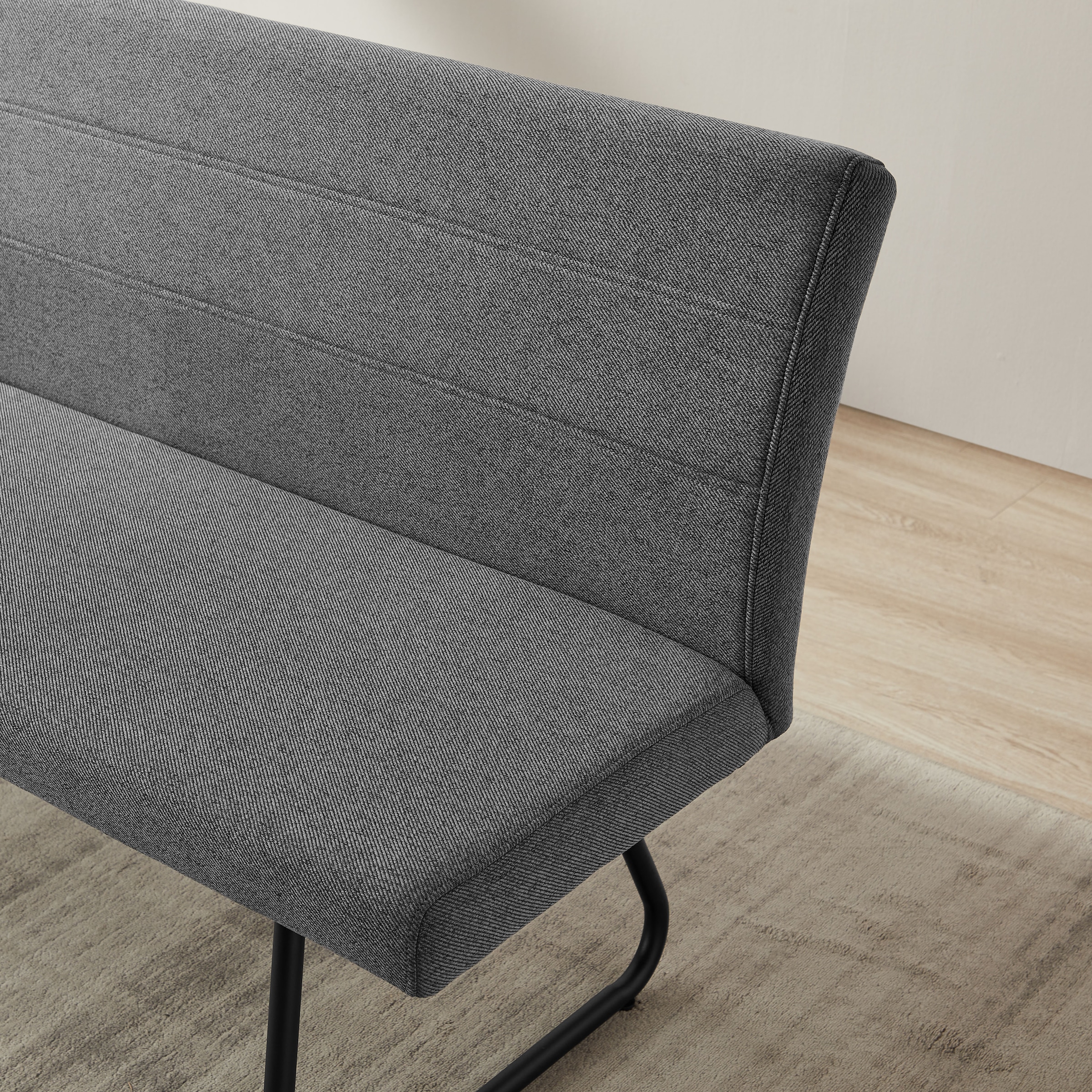 OTTO home Essgruppe »Stevian« Set, Ausziehbarer Esstisch + Bank + 2 Stühle, 4 Stk. tlg. Holz, Strukturstoffbezug, Freischwingerstühle, gesteppten Bänken