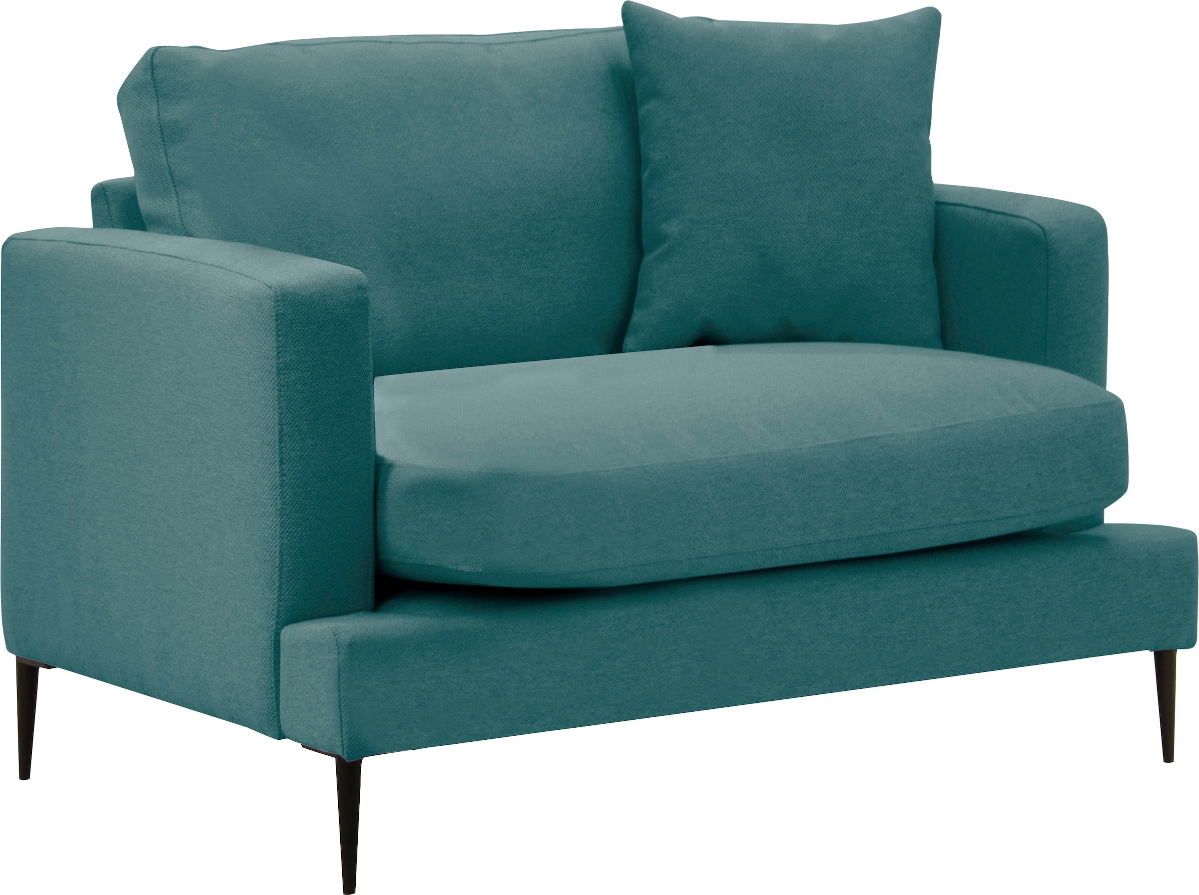 Leonique Sessel »Cozy Loungesessel, Designersessel, Maße B/T/H: 91/97/80 cm«, mit Metallbeinen und Zierkissen