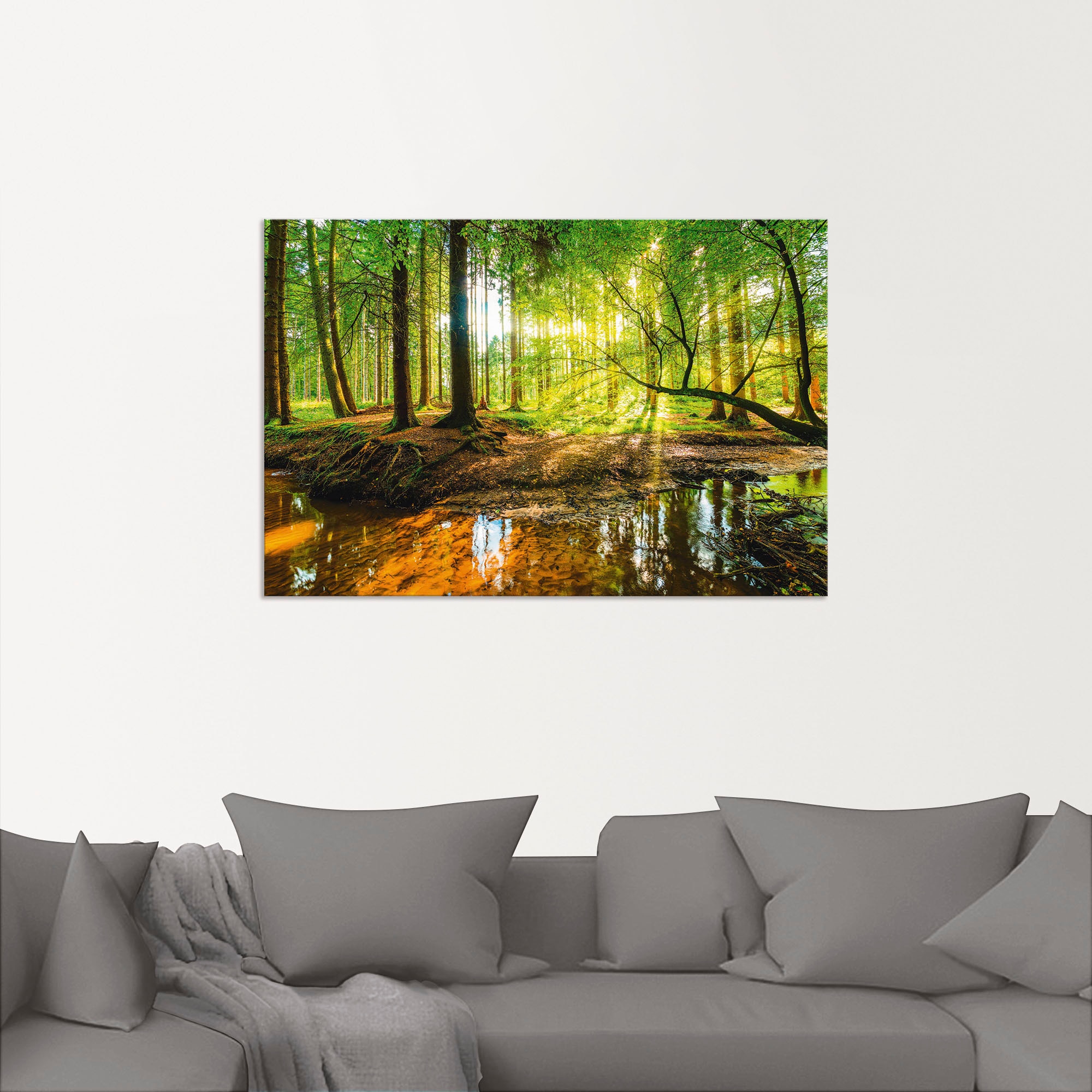 Artland Wandbild »Wald mit Bach«, Wald, (1 St.), als Alubild, Outdoorbild, Leinwandbild, Poster, Wandaufkleber