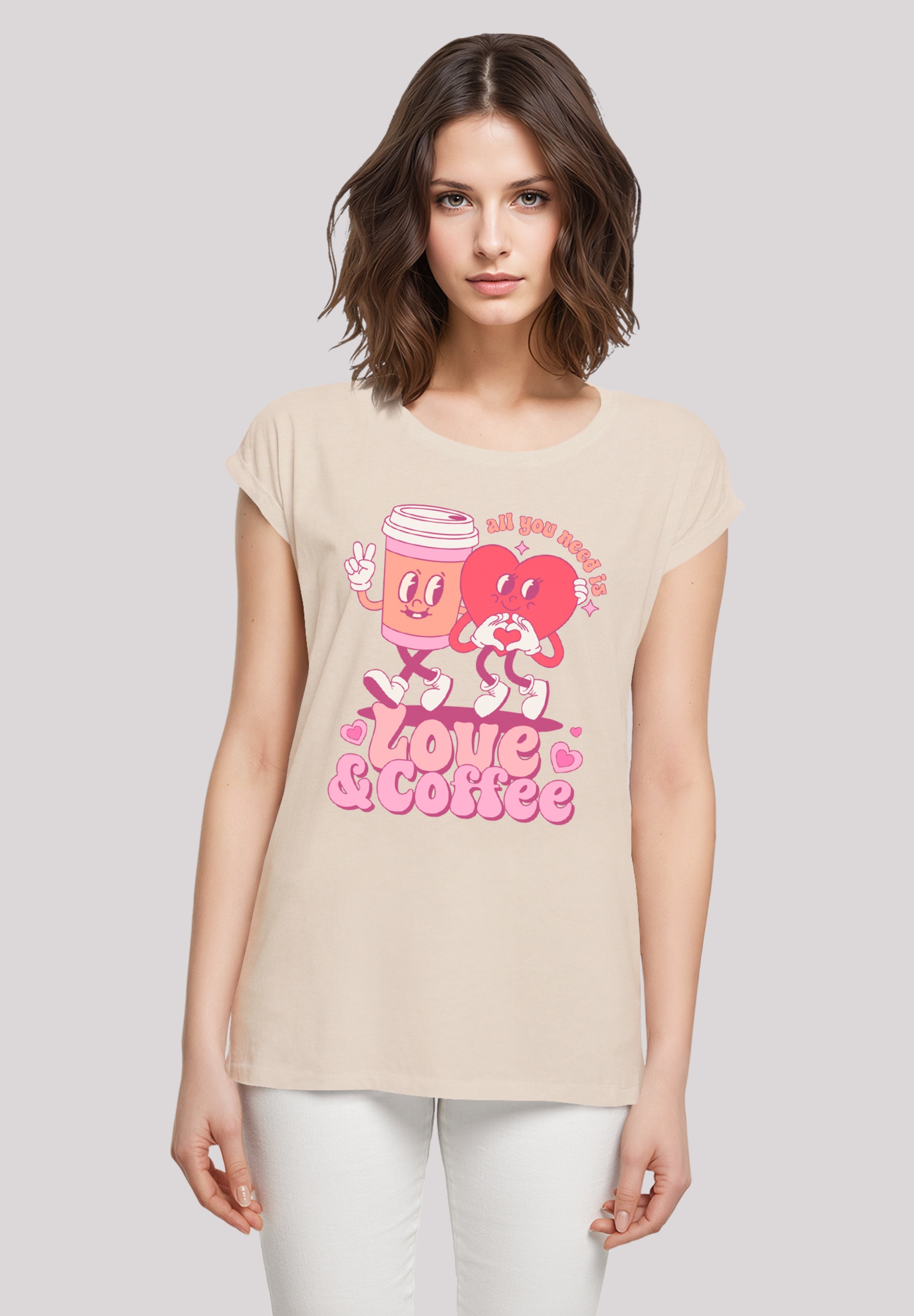 F4NT4STIC T-Shirt »Love and Coffe Valentinstag« Premium Qualität