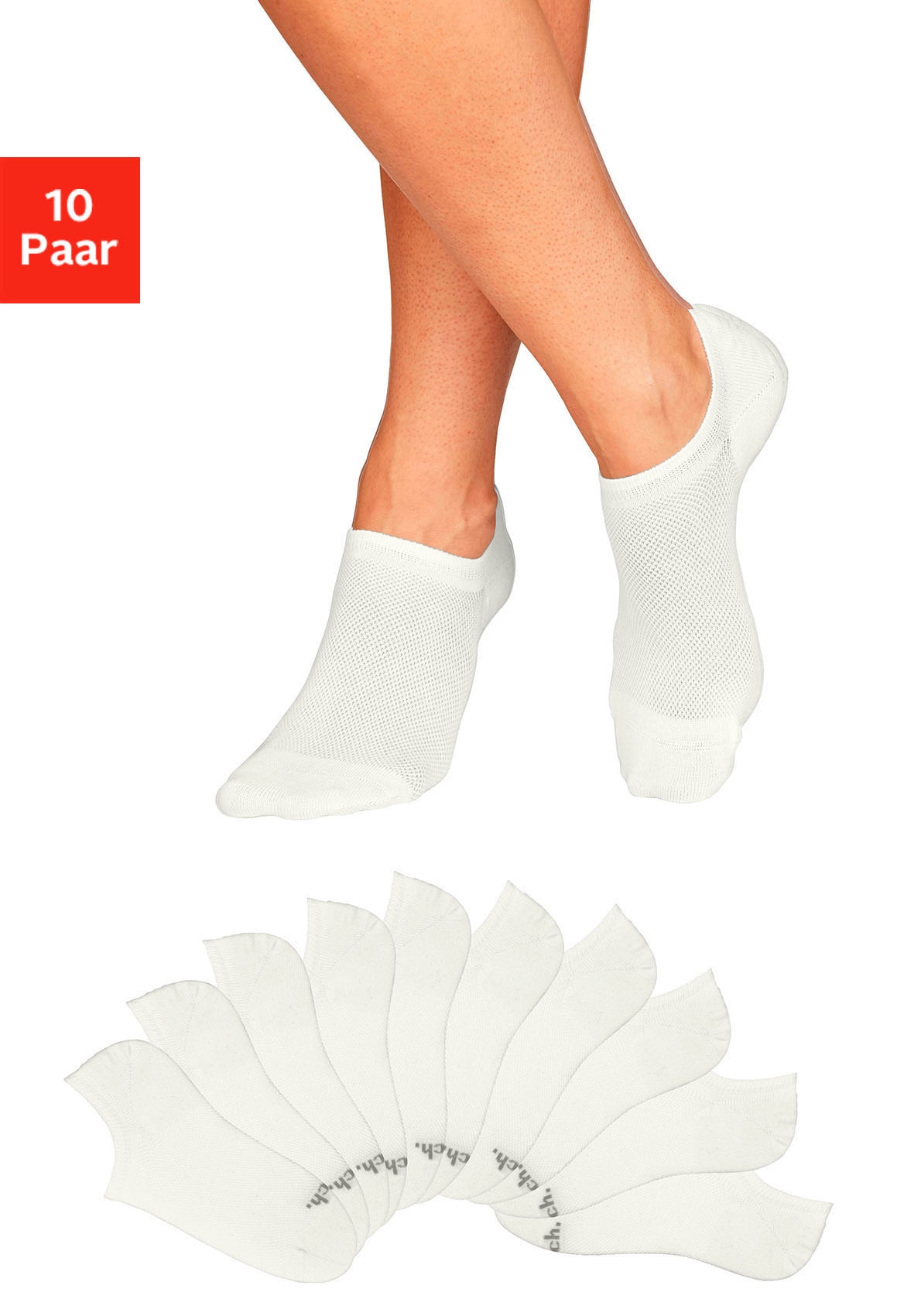 Bench. Sneakersocken "Damen Füßlinge, Rutschfest Silikon, Atmungsaktive Kurzsocken" Packung, 10 Stk. tlg. mit Pikeestruktur für Loafer und Sneaker Schuhe