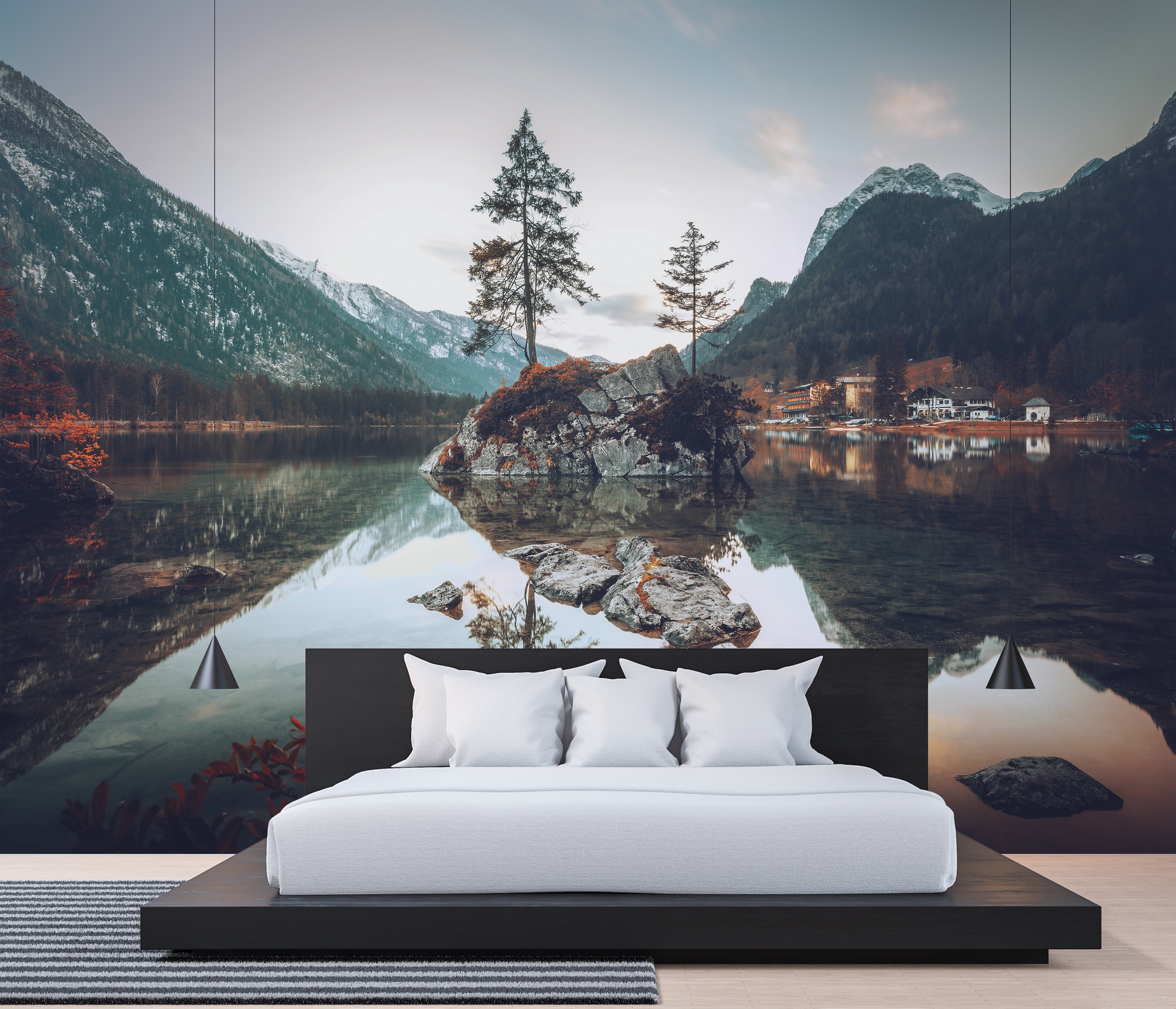 A.S. Création Vliestapete "Fototapete Alpenlandschaft am See Naturtapete" matt strukturiert