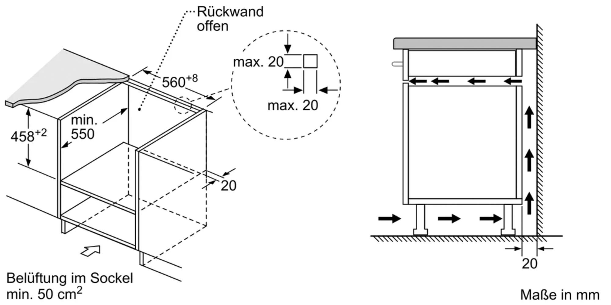 Constructa Einbau-Mikrowelle »CC4W91962«, Großflächengrill-Heißluft-Mikrowelle-Umluftgrillen, 900 W