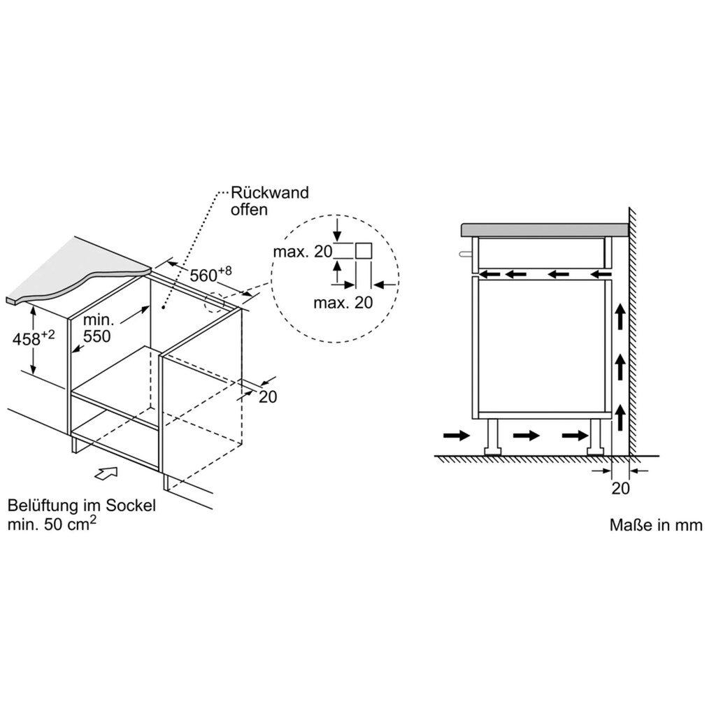 Constructa Einbau-Mikrowelle »CC4W91962«, Großflächengrill-Heißluft-Mikrowelle-Umluftgrillen, 900 W