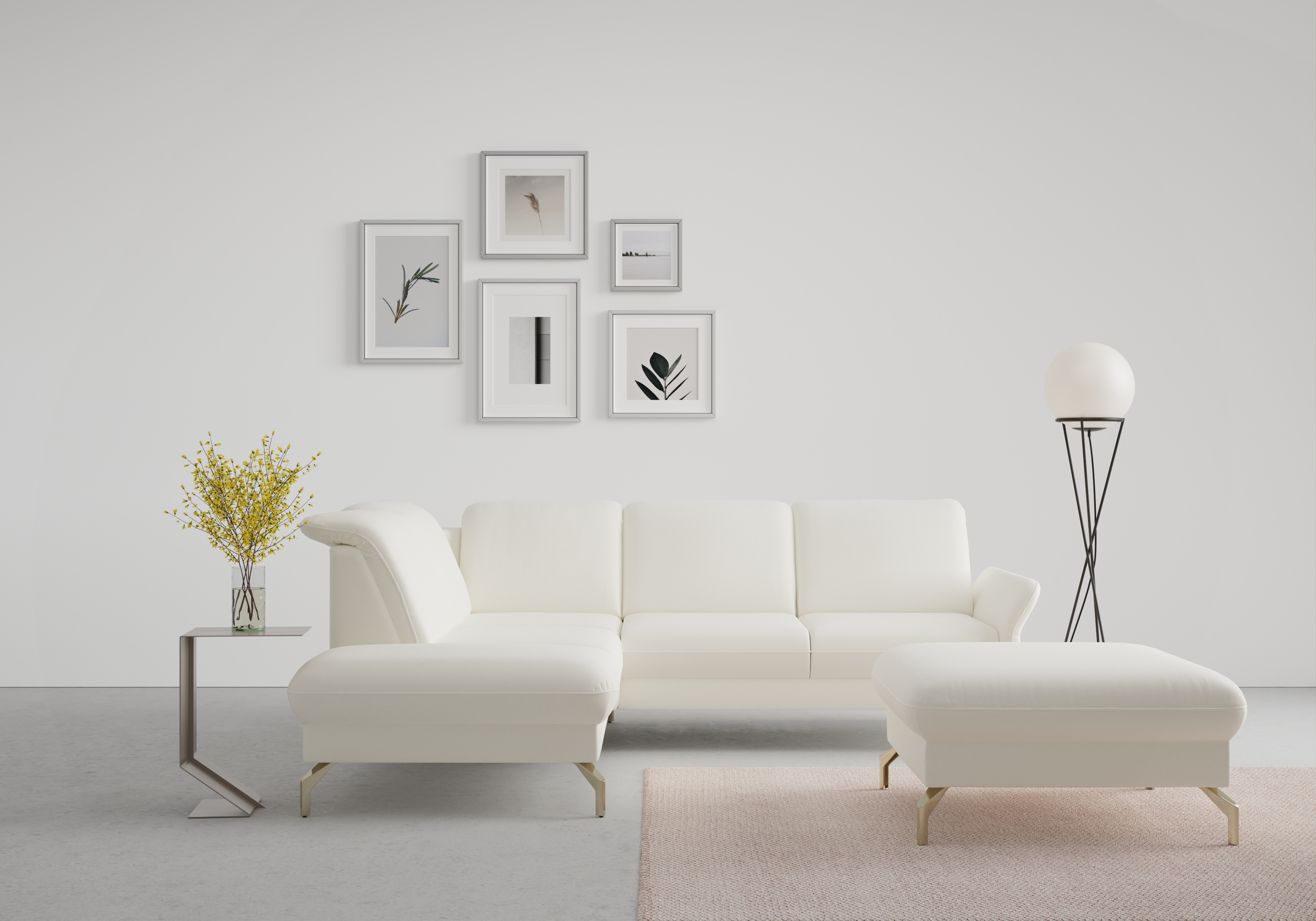sit&more Ecksofa "Fashion L-Form" wahlweise mit Kopfteilverstellung, Vorziehsitz, motorisch, Nickelfüße