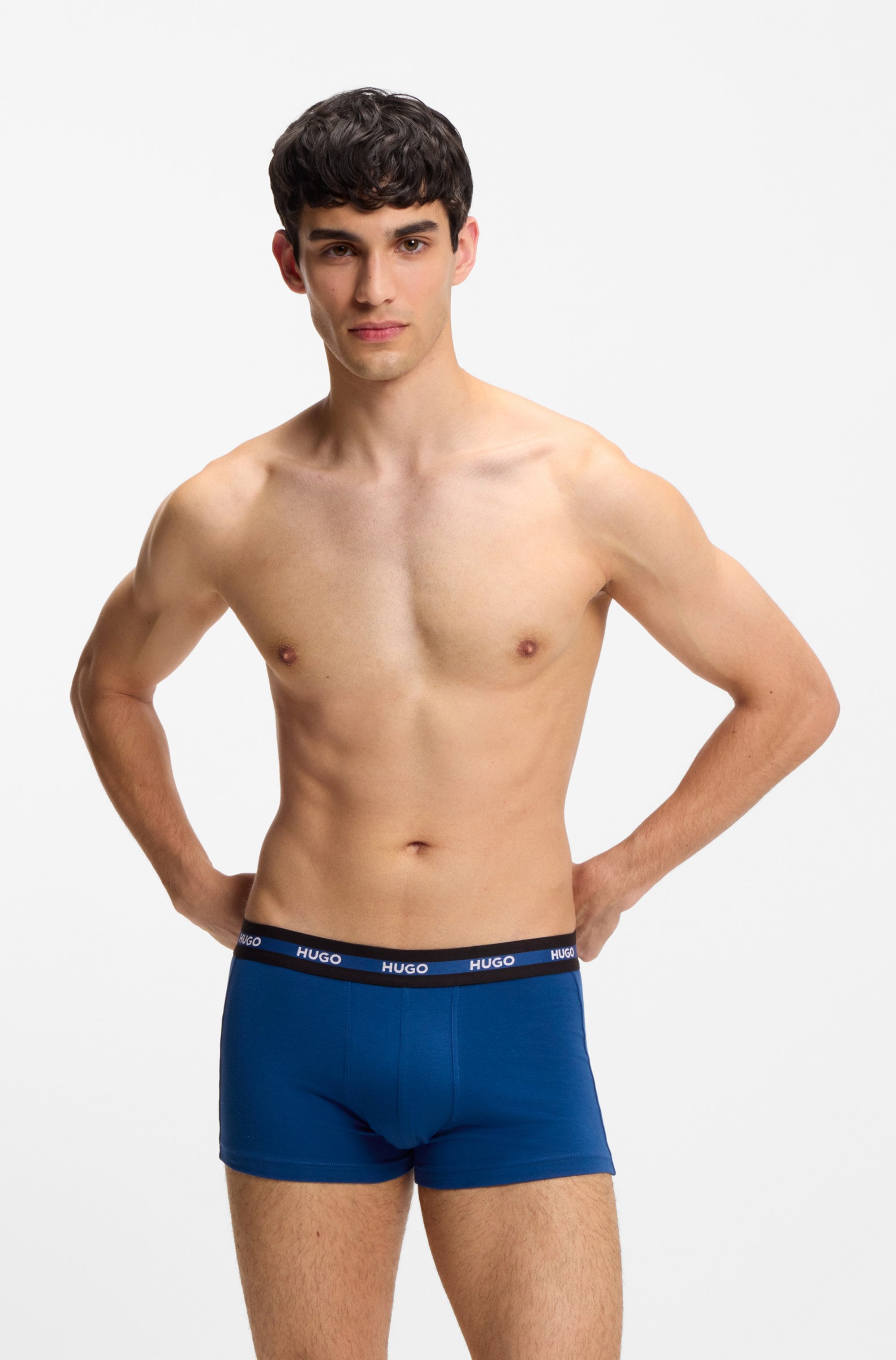 HUGO Underwear Trunk »TRIPLET PLANET« 3 Stk. Logos am elastischen Bund, mittlere Bundhöhe
