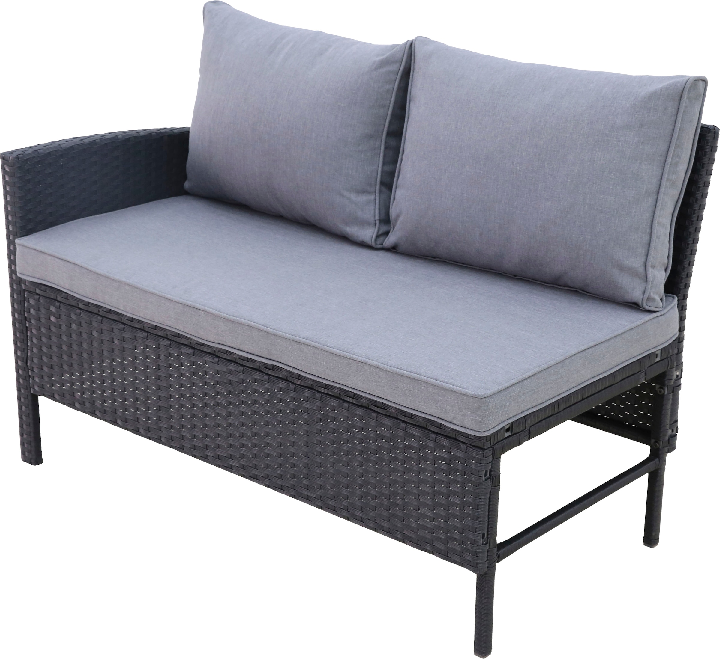 KONIFERA Gartenlounge-Set »»Manhattan««, (Set, 18 tlg., Ecklounge, Tisch 66x120x74 cm, 2 Hocker, inkl. Auflagen), Stahl/Polyrattan