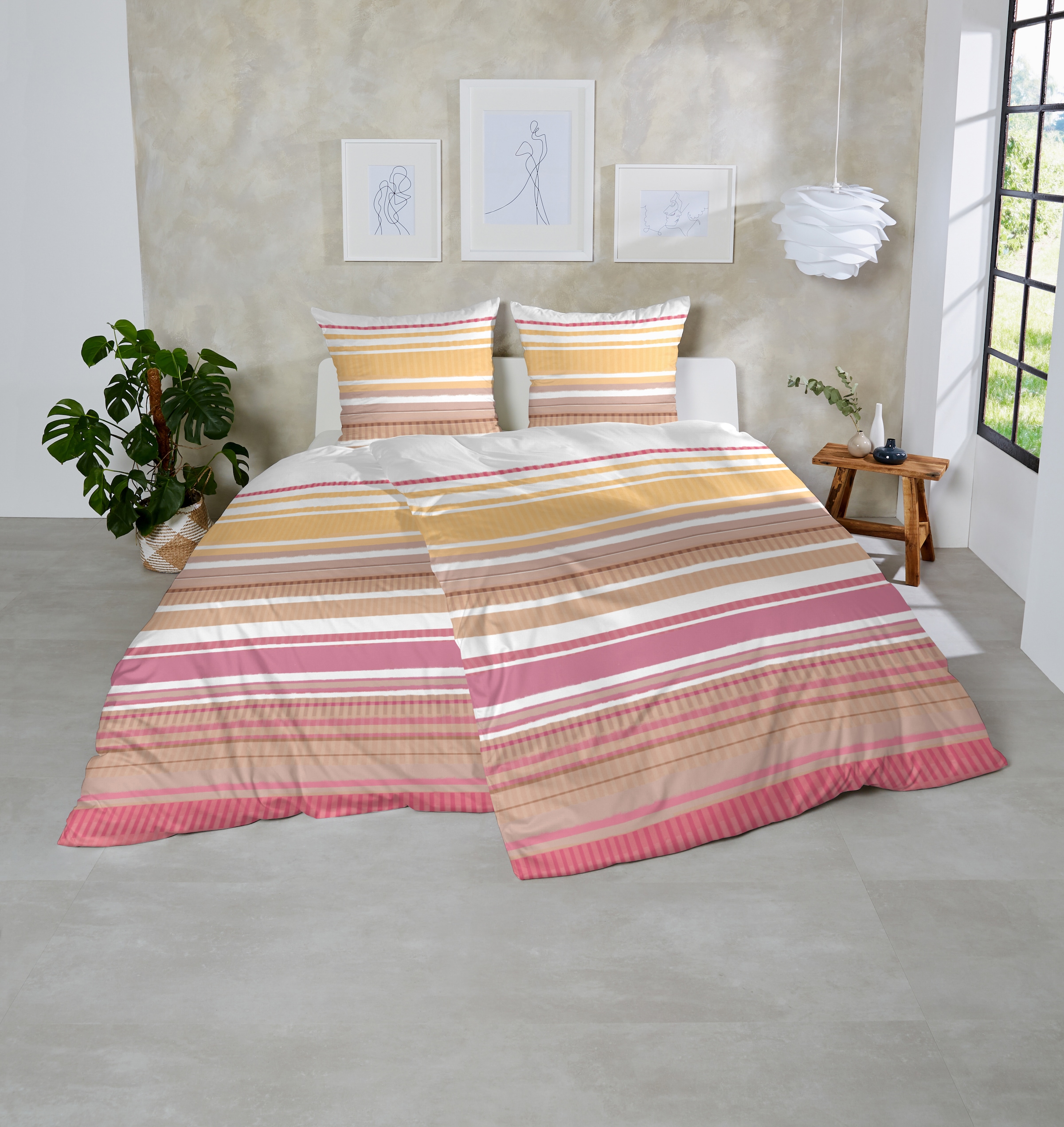 Primera Bettwäsche »Perkal-Bettwäsche Summer Stripe«, mit modernen Streifen