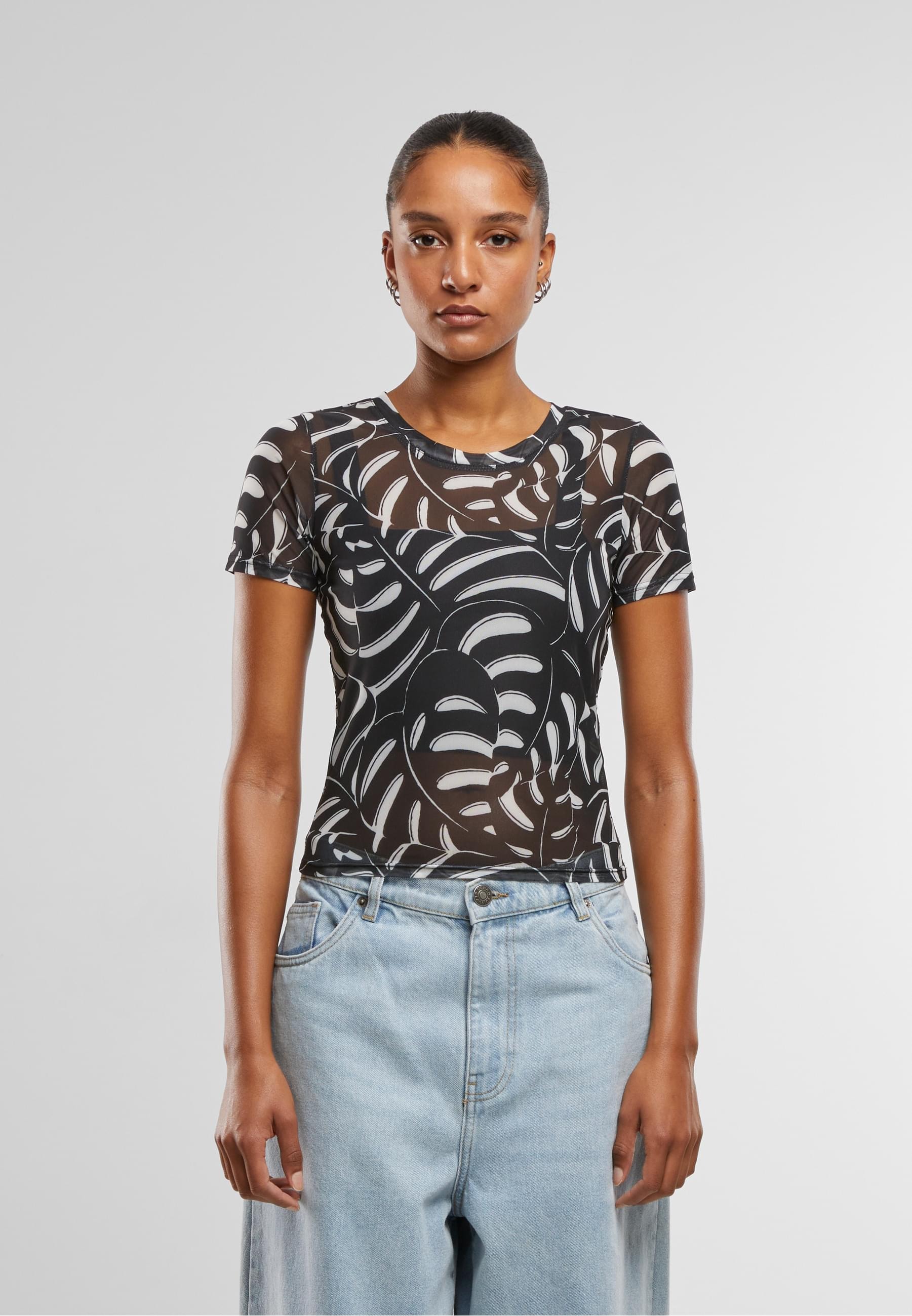 URBAN CLASSICS T-Shirt »Urban Classics Damen Ladies AOP Mesh Tee« 1 Stk.