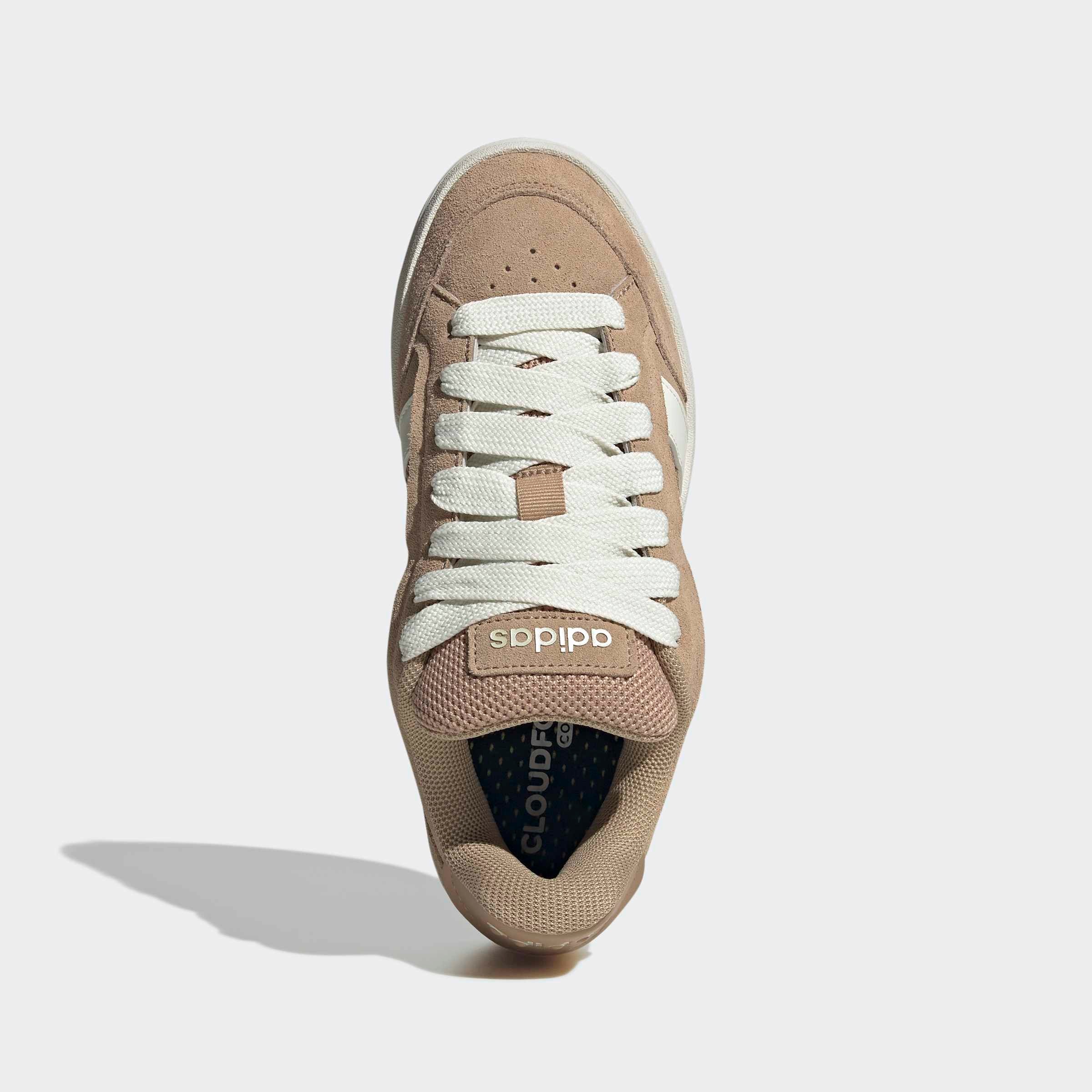 Sneaker ADIDAS SPORTSWEAR "GRAND COURT ALPHA", Damen, Gr. 43, warm sandstone, sanftes weiß, cardboard, Leder, Synthetik, Schuhe Sneaker, inspiriert vom Design des adidas campus 00 3