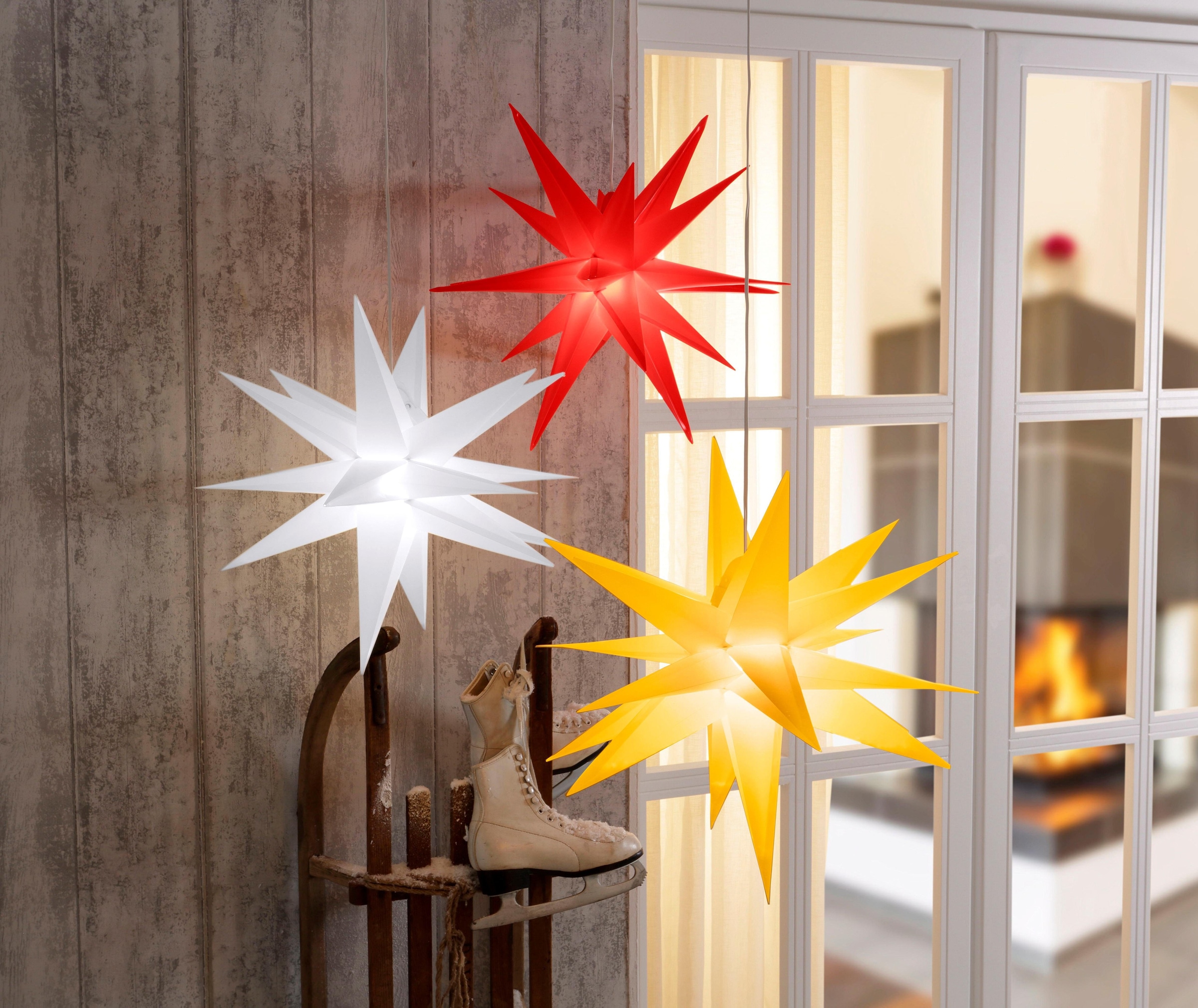 LED Stern »Weihnachtsstern, 3D-Optik«, Ø 57 cm, mit 6-Stunden-Timer, Weihnachtsdeko...