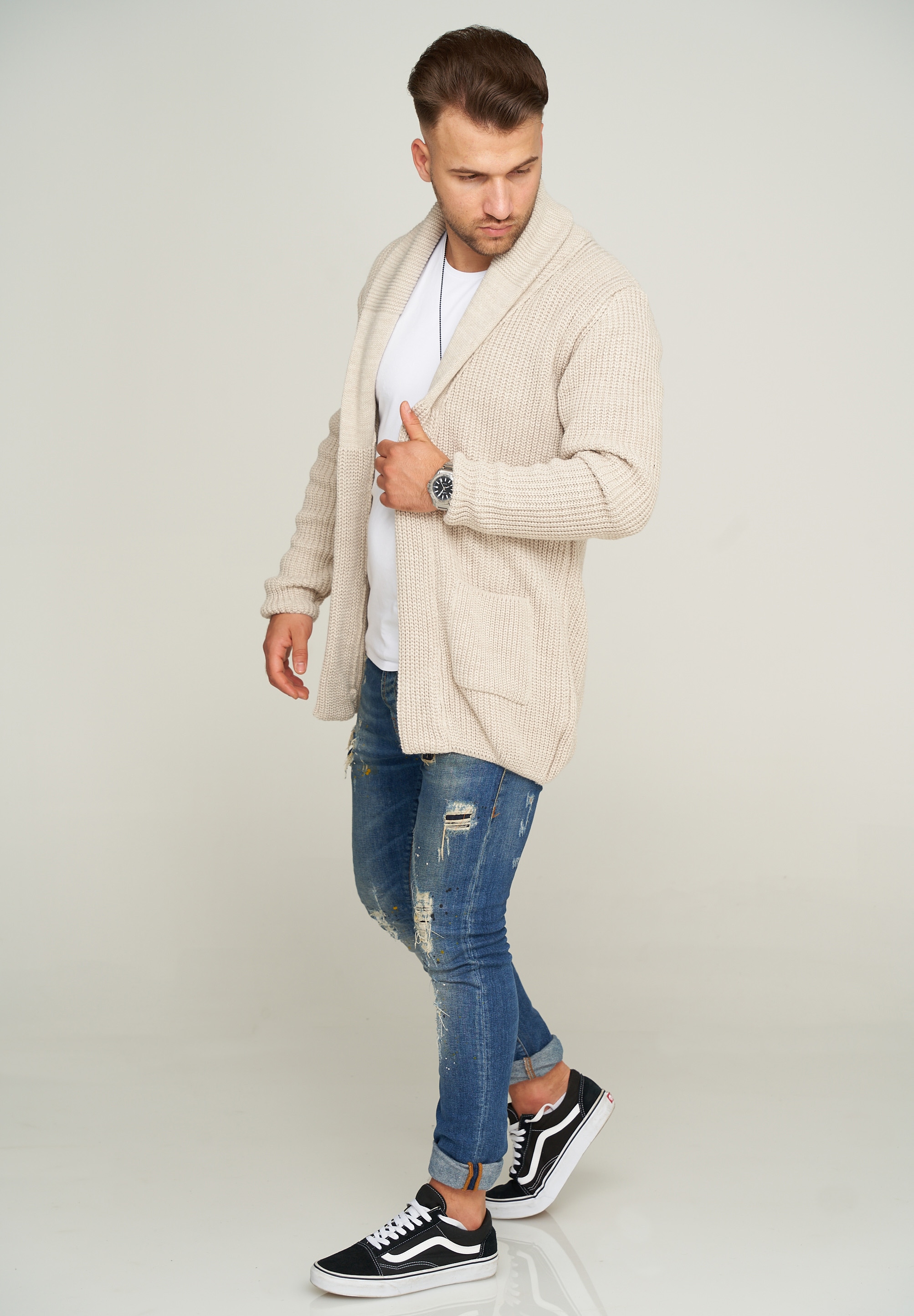 behype Strickjacke »MKCARDY45«, mit Schalkragen