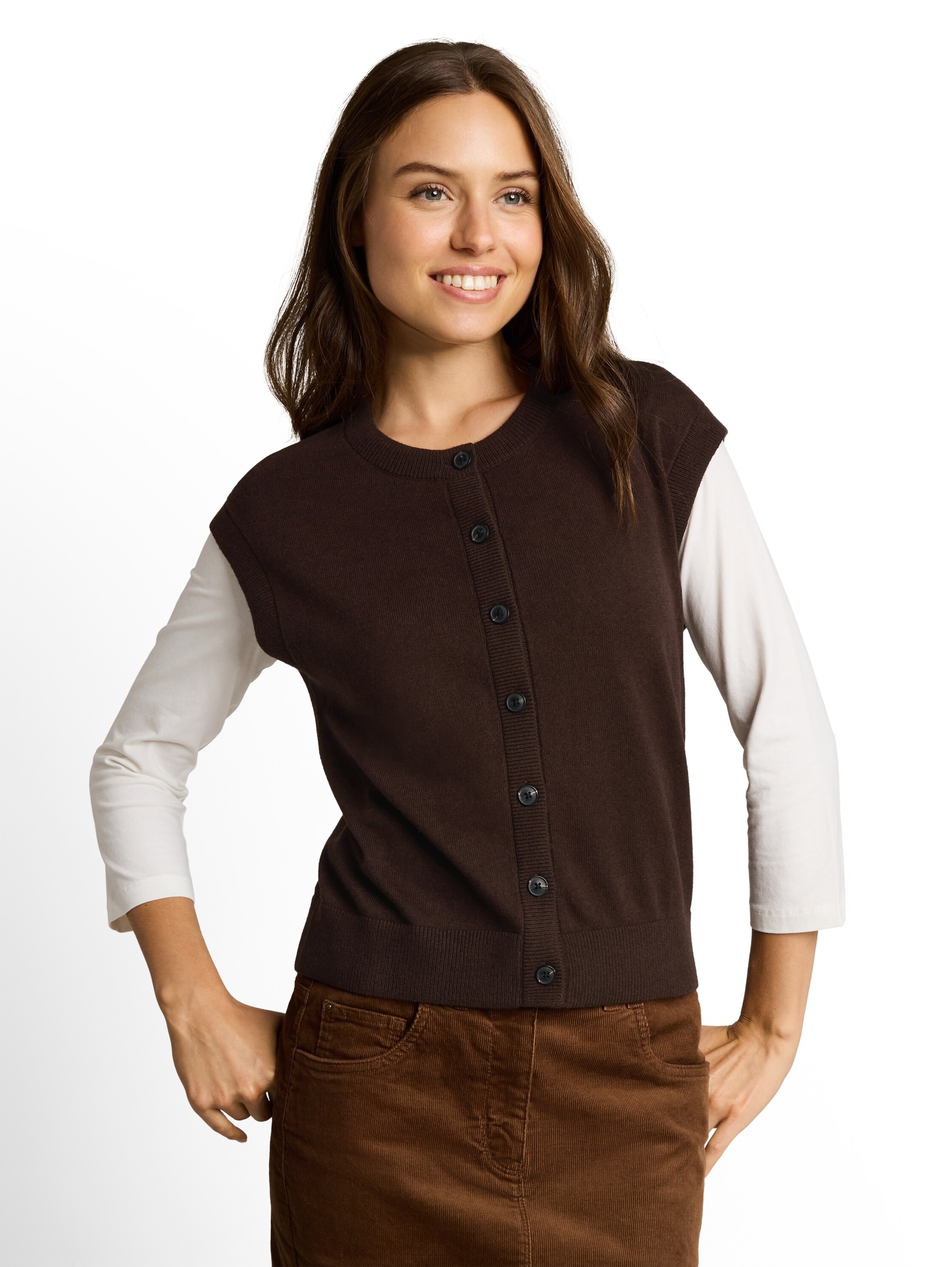 TOM TAILOR Cardigan »Regular« mit Knopfleiste / ohne Ärmel / Strickweste