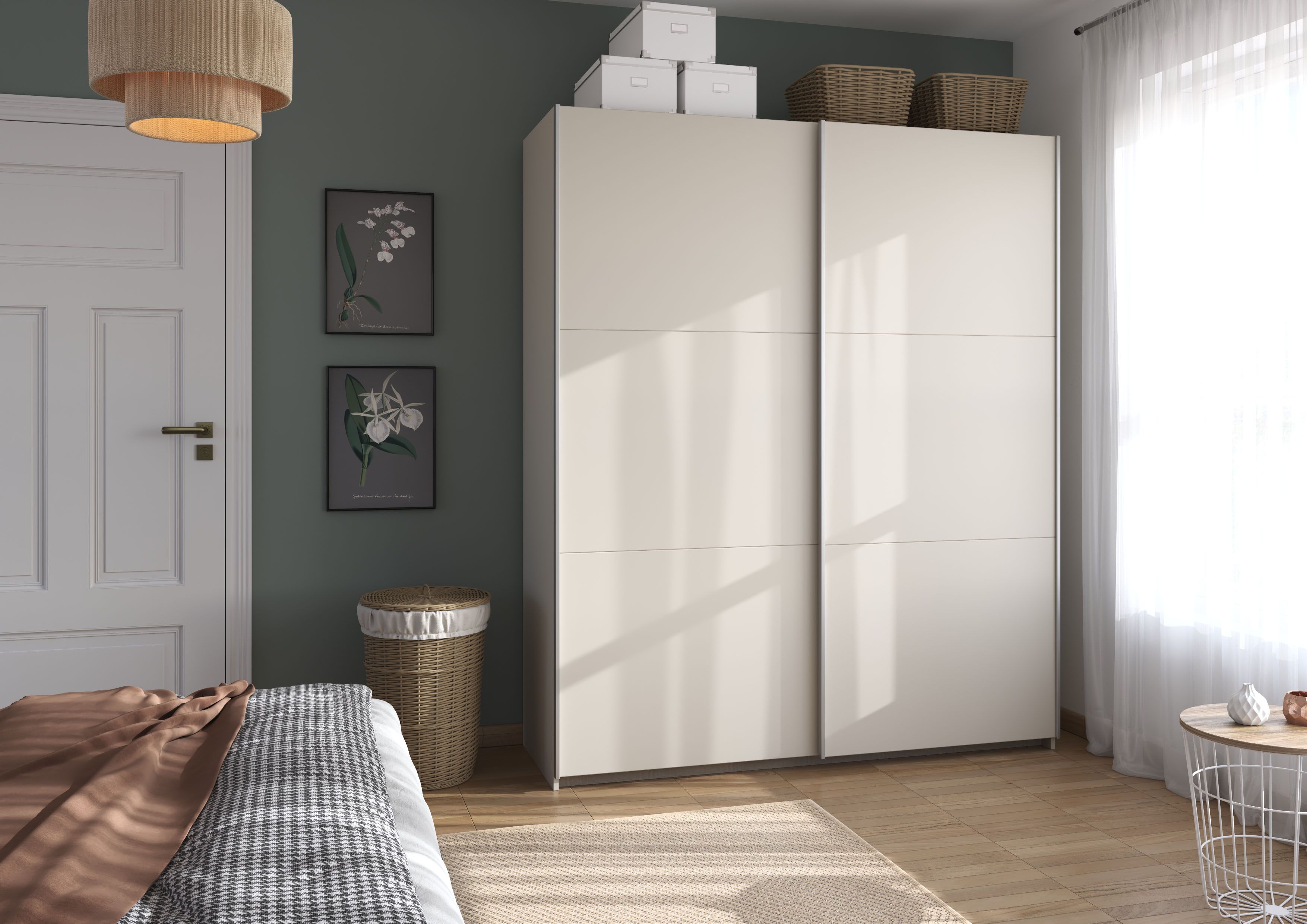 rauch Schwebetürenschrank "AURELIO Kleiderschrank Garderobe" 3 Ausstattungen BASIC/CLASSIC/PREMIUM (inkl. SOFT-CLOSE-FUNKTION), 3 verschiedene Ausstattungsvarianten Griffe aus Metall MADE IN GERMANY