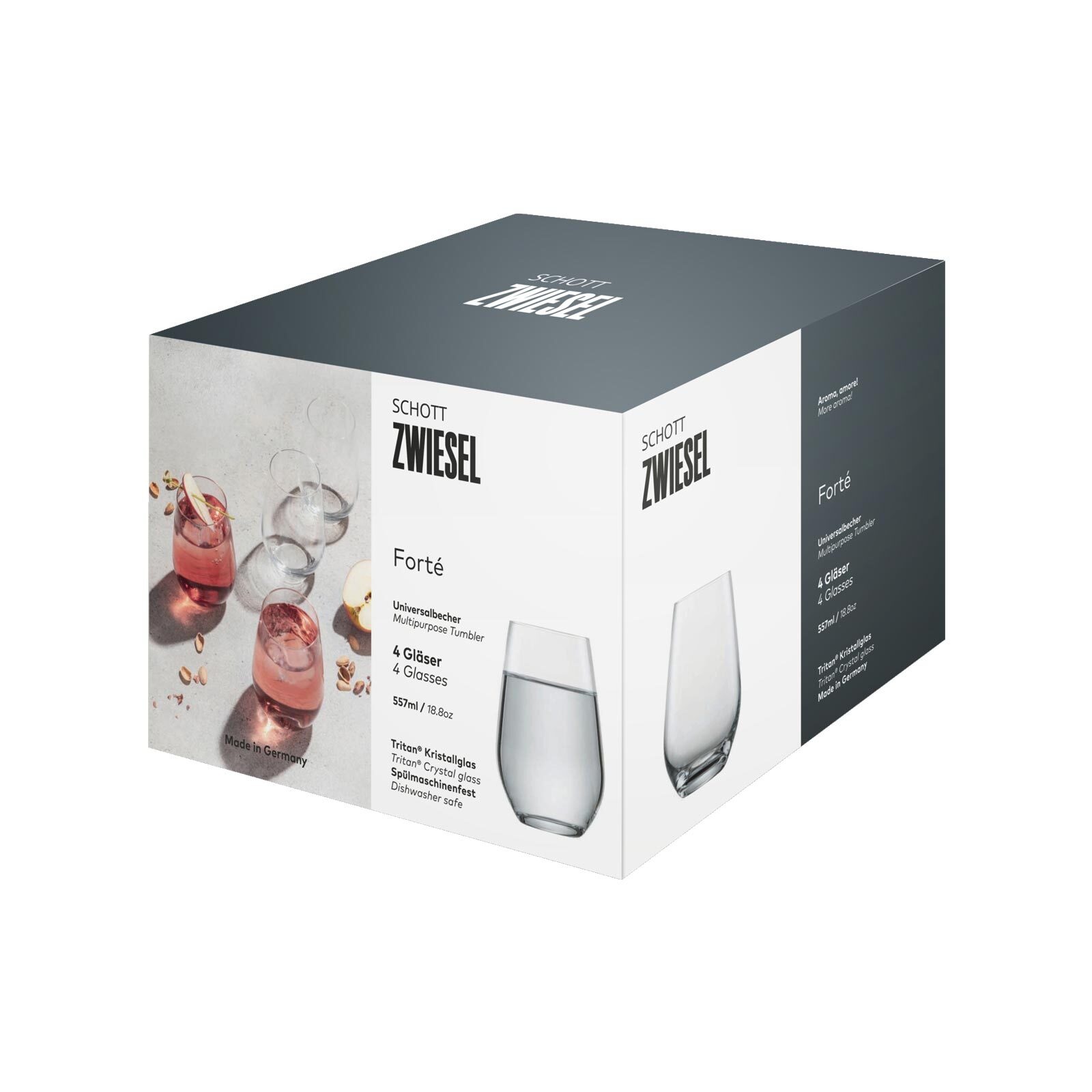 Longdrinkglas SCHOTT-ZWIESEL "Universalbecher Forté 557 ml 4er Set transparent", bunt (transparent), 4 tlg., Glas, Trinkgefäße 3