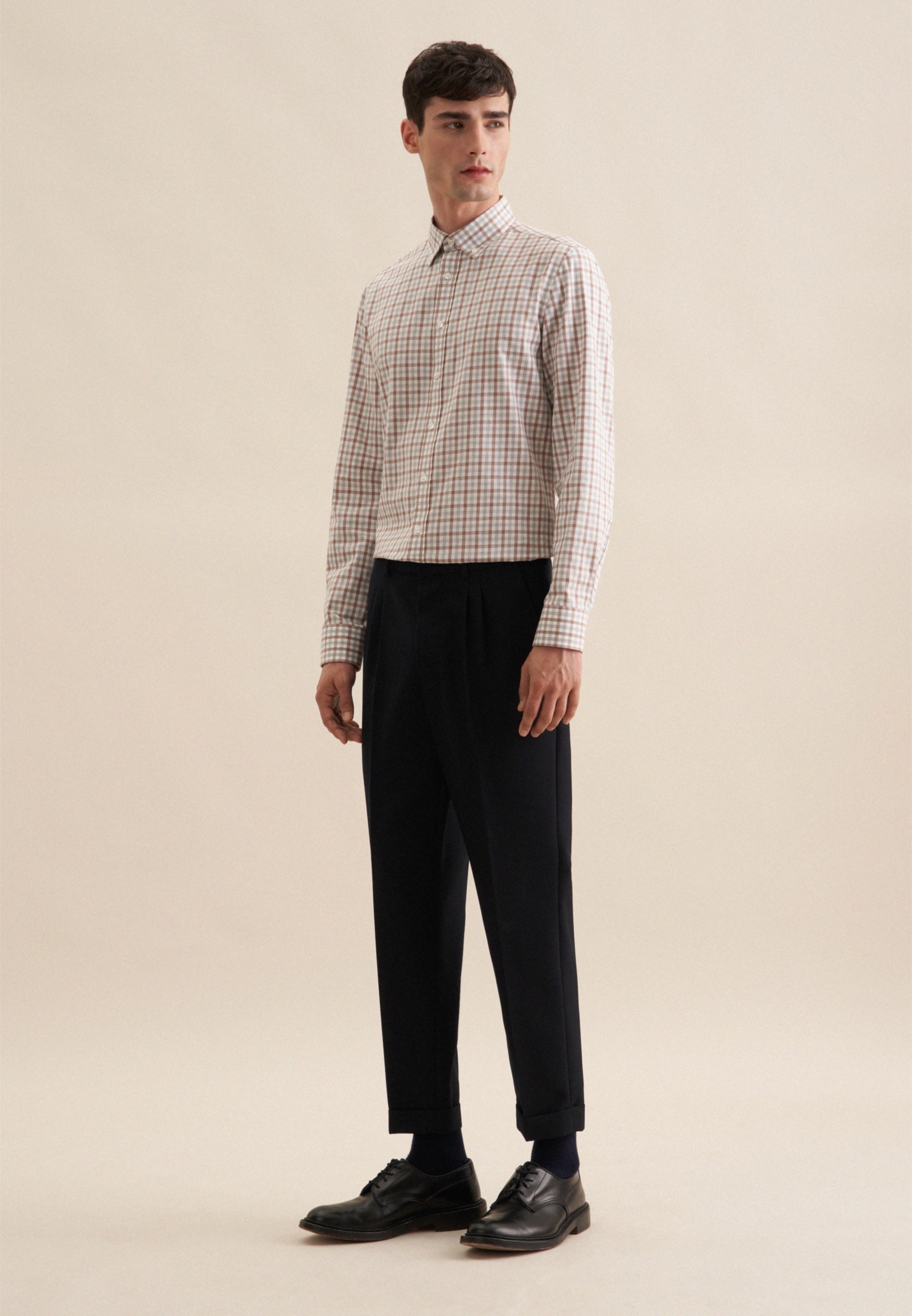seidensticker Flanellhemd »Slim«, Slim Langarm Button-Down-Kragen Karo