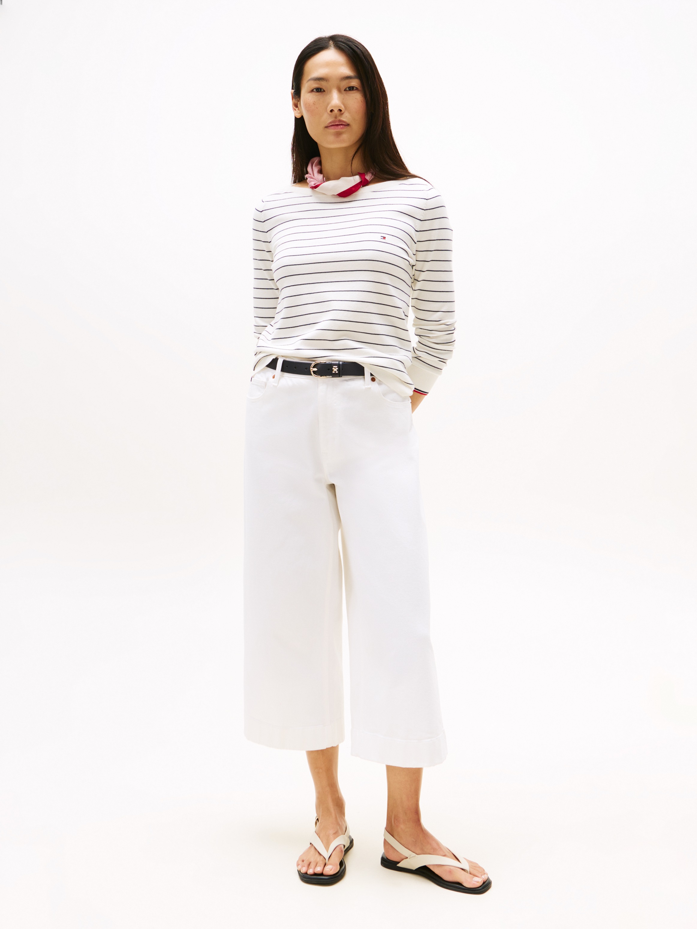 Tommy Hilfiger Strickpullover "CO JERSEY STITCH BOAT-NECK SWEATER" mit Tomm günstig online kaufen