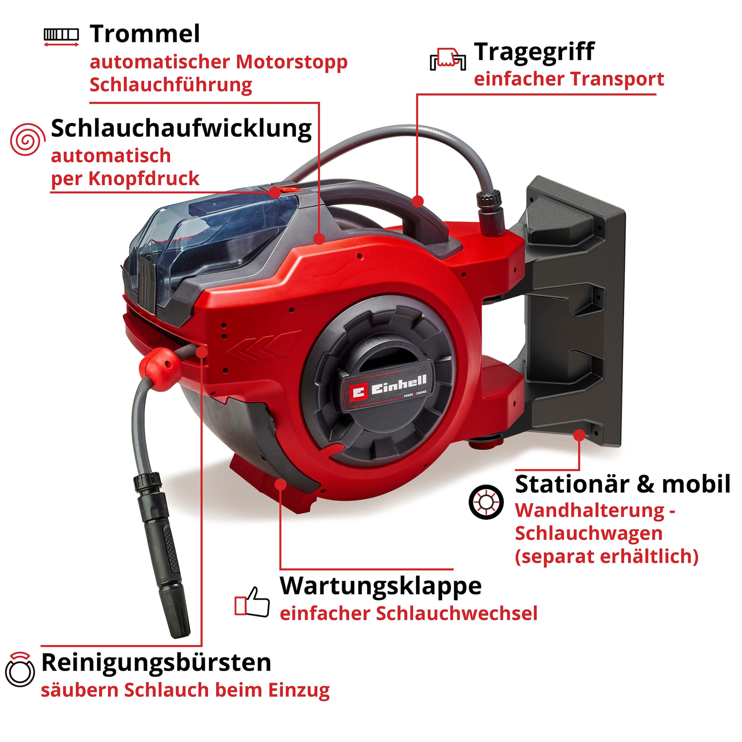 Einhell Schlauchtrommel »GE-HR 18/30 Li-Solo«, ohne Akku und Ladegerät