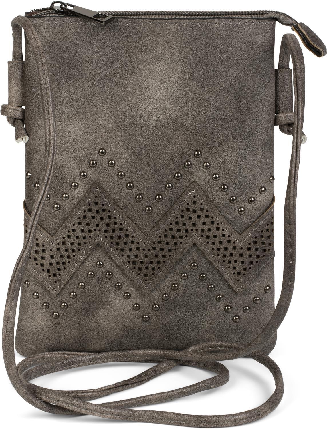 styleBREAKER Mini Bag "Mini Umhängetasche ZickZack Cutout Nieten"
