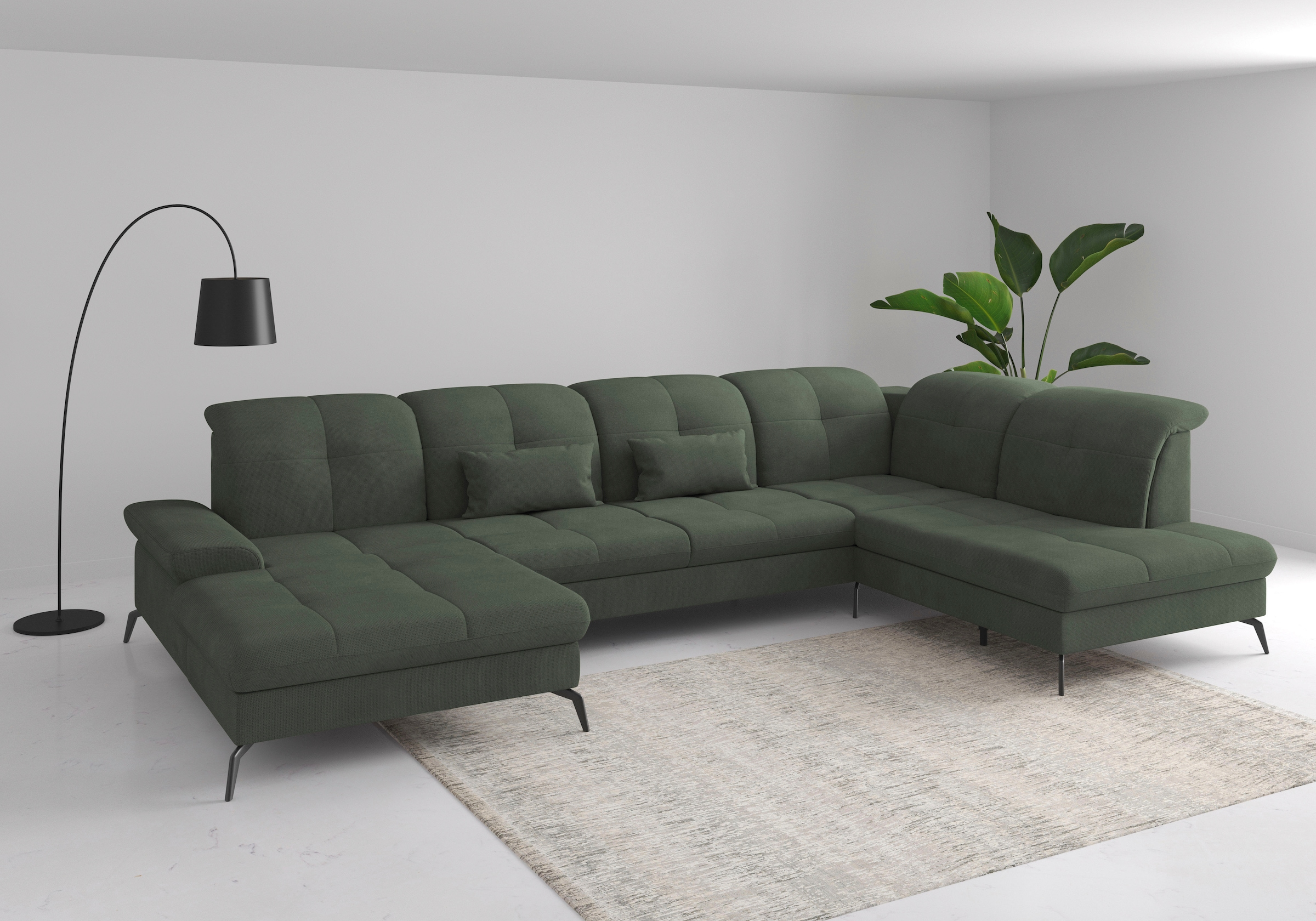 sit&more Wohnlandschaft "Amica, U-Form, inkl. Sitztiefenverstellung und Armteilverstellung" wahlweise mit Kopfteilverstellung, Schlaffunktion und Bettkasten