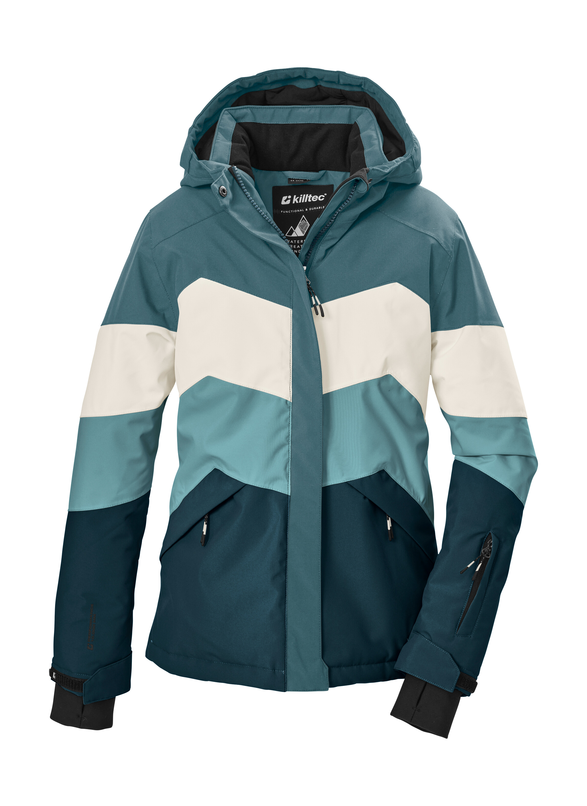 Killtec Skijacke "KSW 188 GRLS SKI JCKT" Kinder Skijacke: wasserdicht, atmungsaktiv, verstellbar, Colourblock