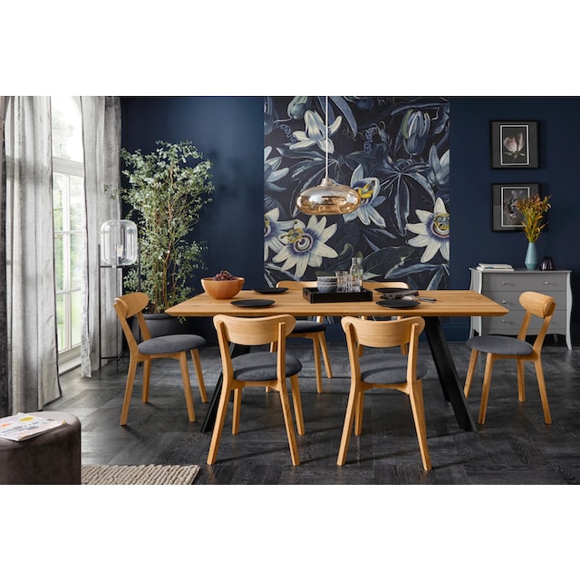 Home affaire Esstisch »Barnet«, mit massiver Tischplatte in eckiger Form  kaufen | BAUR