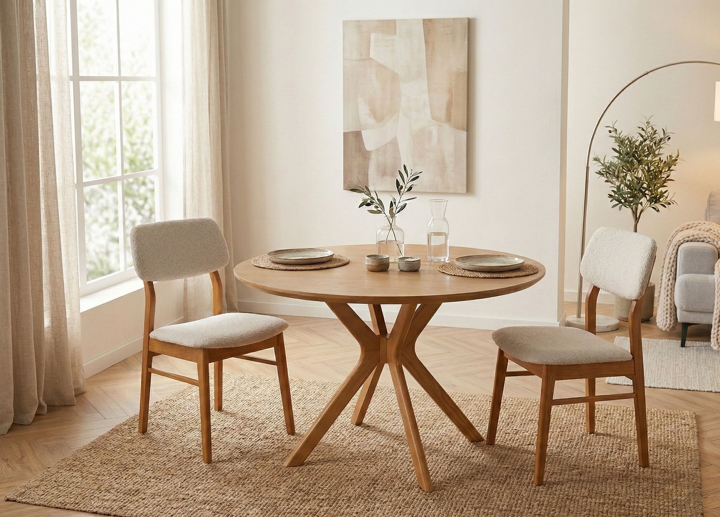 Jahnke Esszimmerstuhl "JOY SIT DUO" (Set) Esszimmerstuhl (2er Set), Massivholz, Boucle-Stoff,bis 110kg belastbar